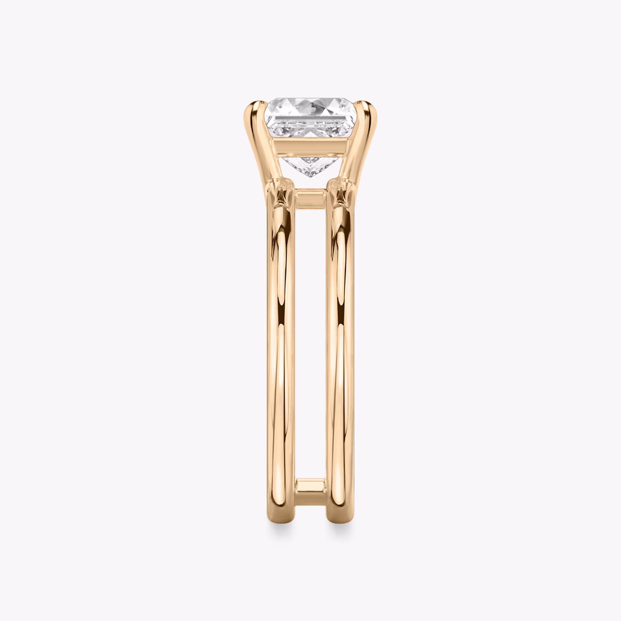 The Double Band | Princess | 14k | Rose Gold | bandAccent: Plain | diamondOrientation: vertical | caratWeight: other