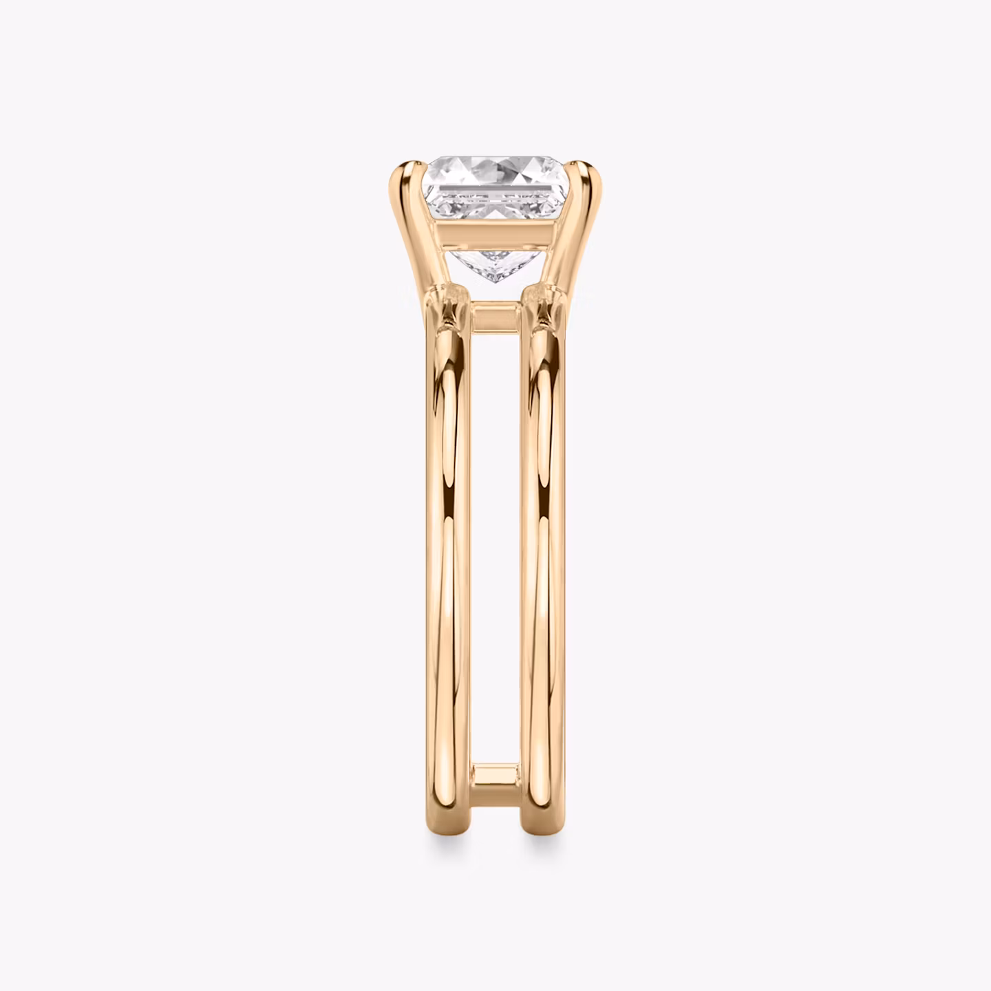 The Double Band | Princess | 14k | Rose Gold | bandAccent: Plain | diamondOrientation: vertical | caratWeight: other
