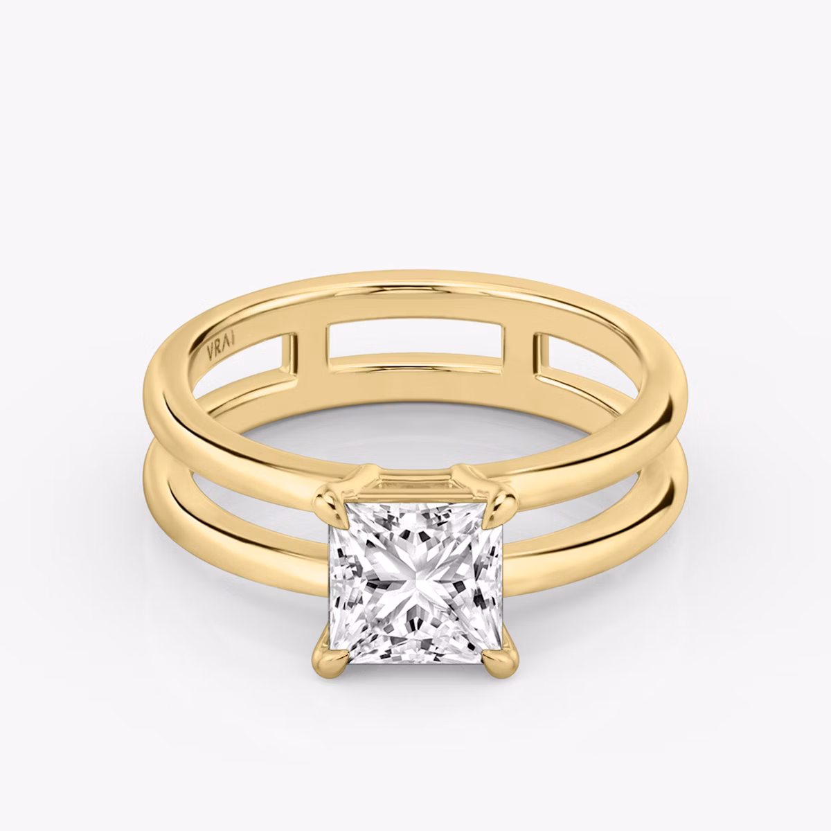 The Double Band | Princess | 18k | Yellow Gold | bandAccent: Plain | diamondOrientation: vertical | caratWeight: other