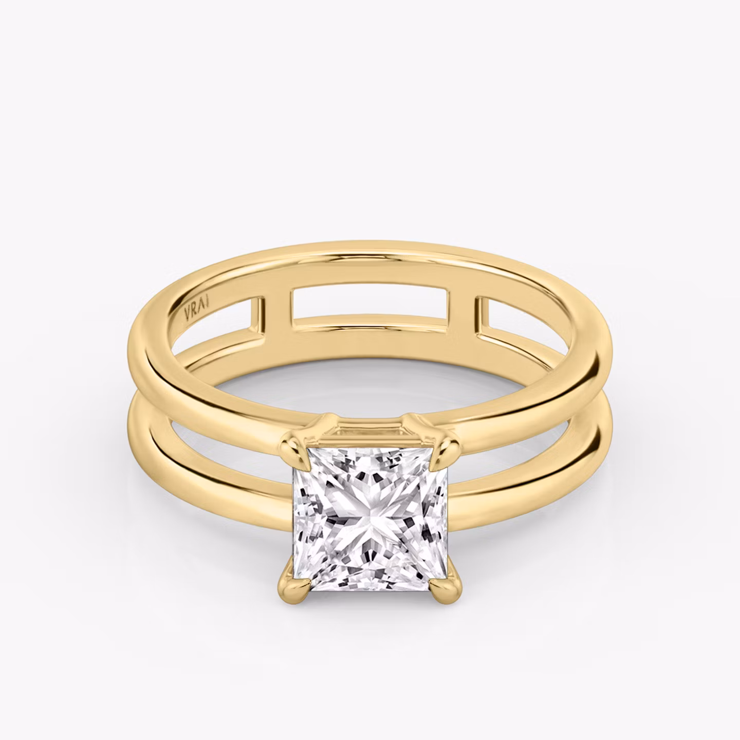 The Double Band | Princess | 18k | Yellow Gold | bandAccent: Plain | diamondOrientation: vertical | caratWeight: other