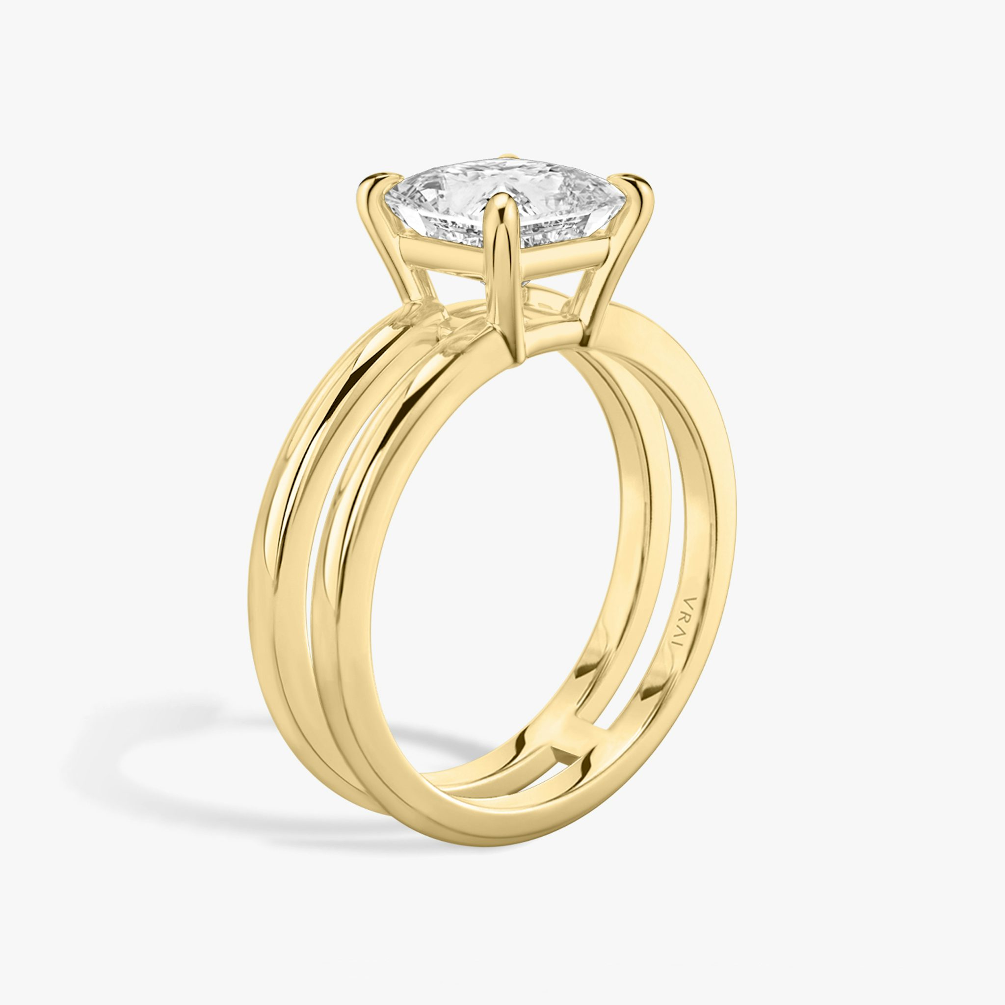 The Double Band | Princess | 18k | Yellow Gold | bandAccent: Plain | diamondOrientation: vertical | caratWeight: other