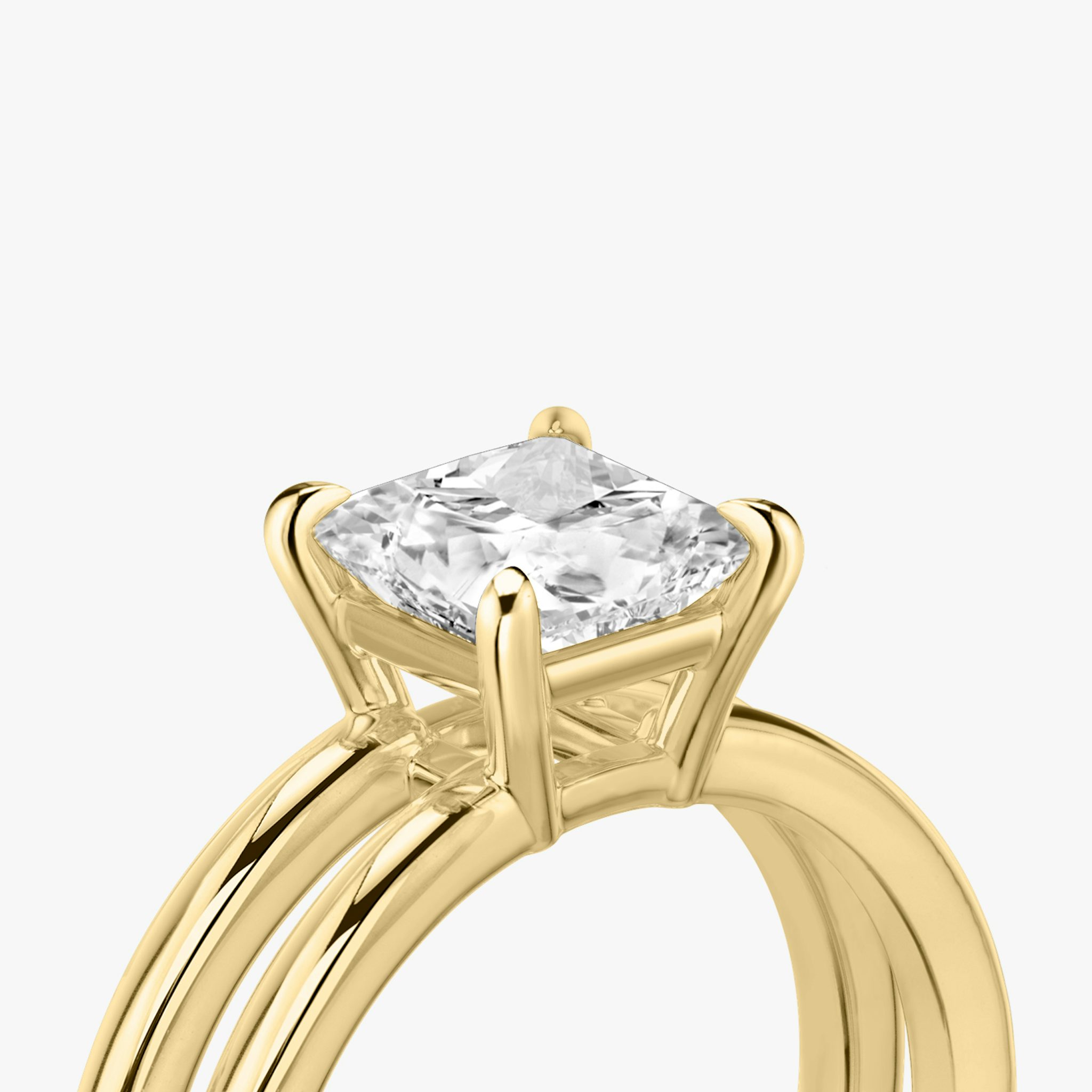 The Double Band | Princess | 18k | Yellow Gold | bandAccent: Plain | diamondOrientation: vertical | caratWeight: other