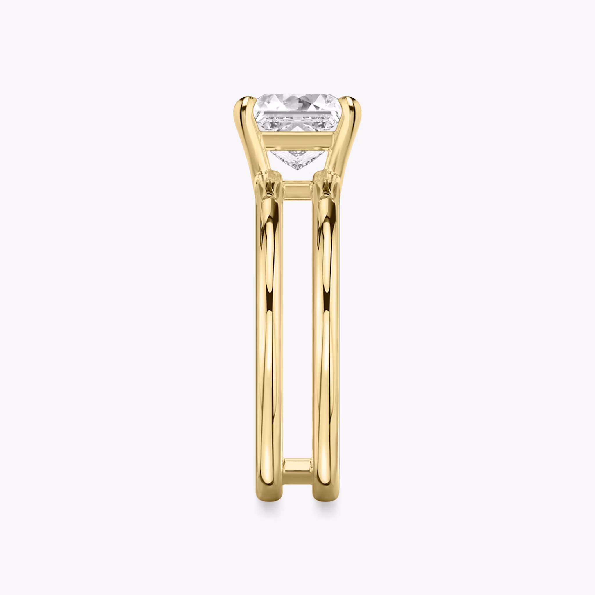 The Double Band | Princess | 18k | Yellow Gold | bandAccent: Plain | diamondOrientation: vertical | caratWeight: other