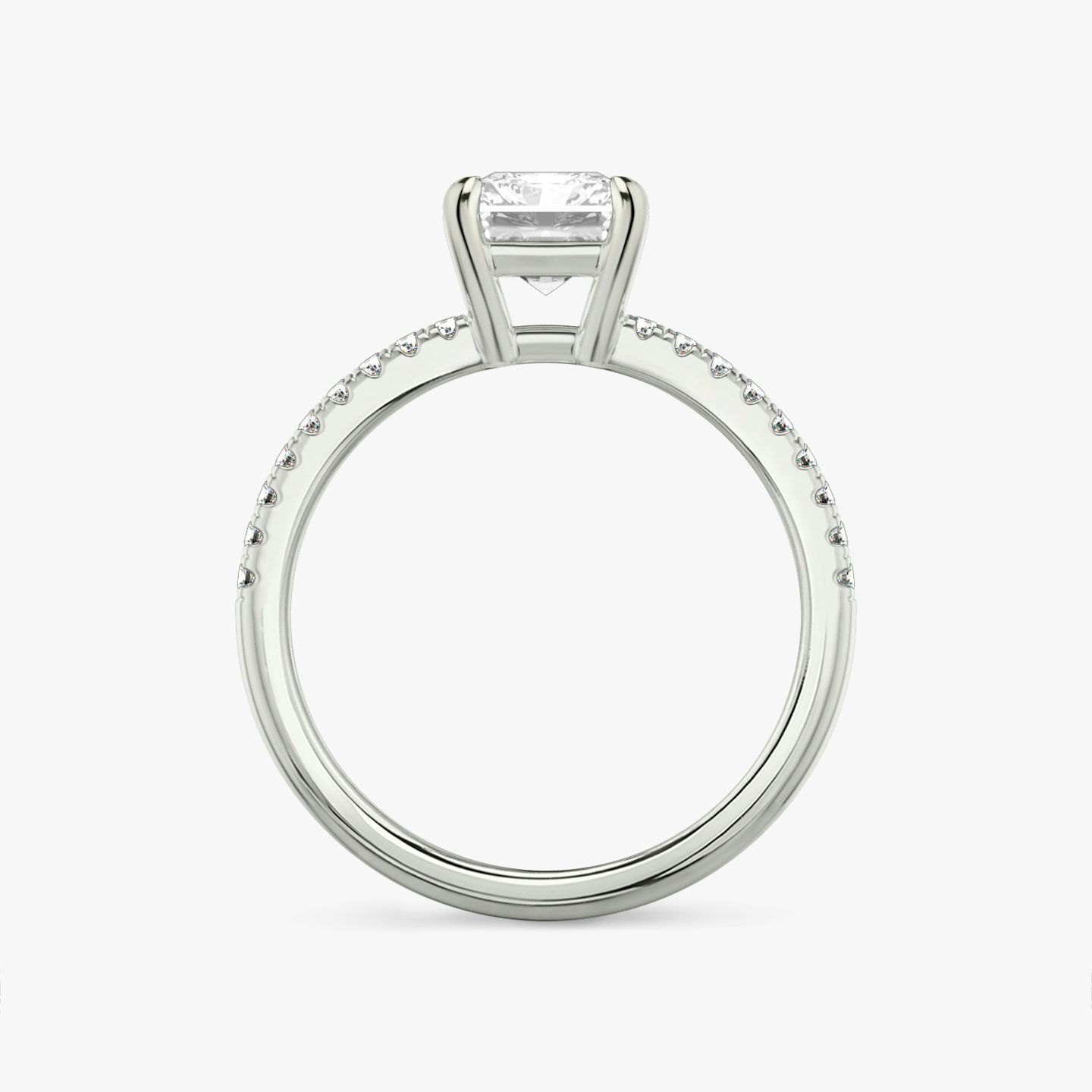 The Double Band | Radiant | Platinum | bandAccent: Pavé | bandStoneShape: Round Brilliant | diamondOrientation: vertical | caratWeight: other