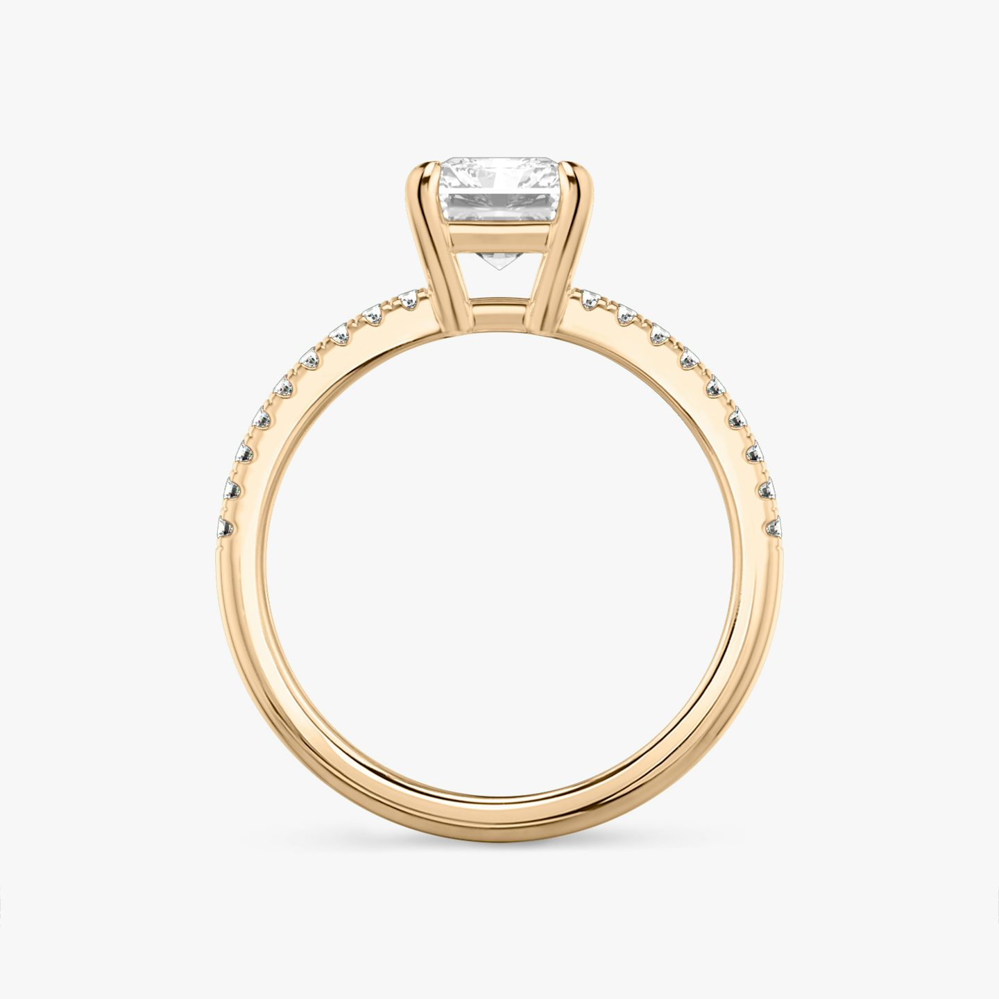 The Double Band | Radiant | 14k | Rose Gold | bandAccent: Pavé | bandStoneShape: Round Brilliant | diamondOrientation: vertical | caratWeight: other