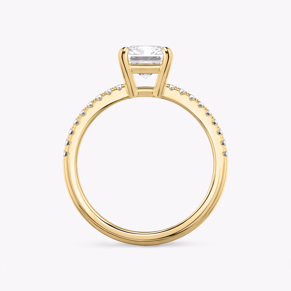 The Double Band | Radiant | 18k | Yellow Gold | bandAccent: Pavé | bandStoneShape: Round Brilliant | diamondOrientation: vertical | caratWeight: other