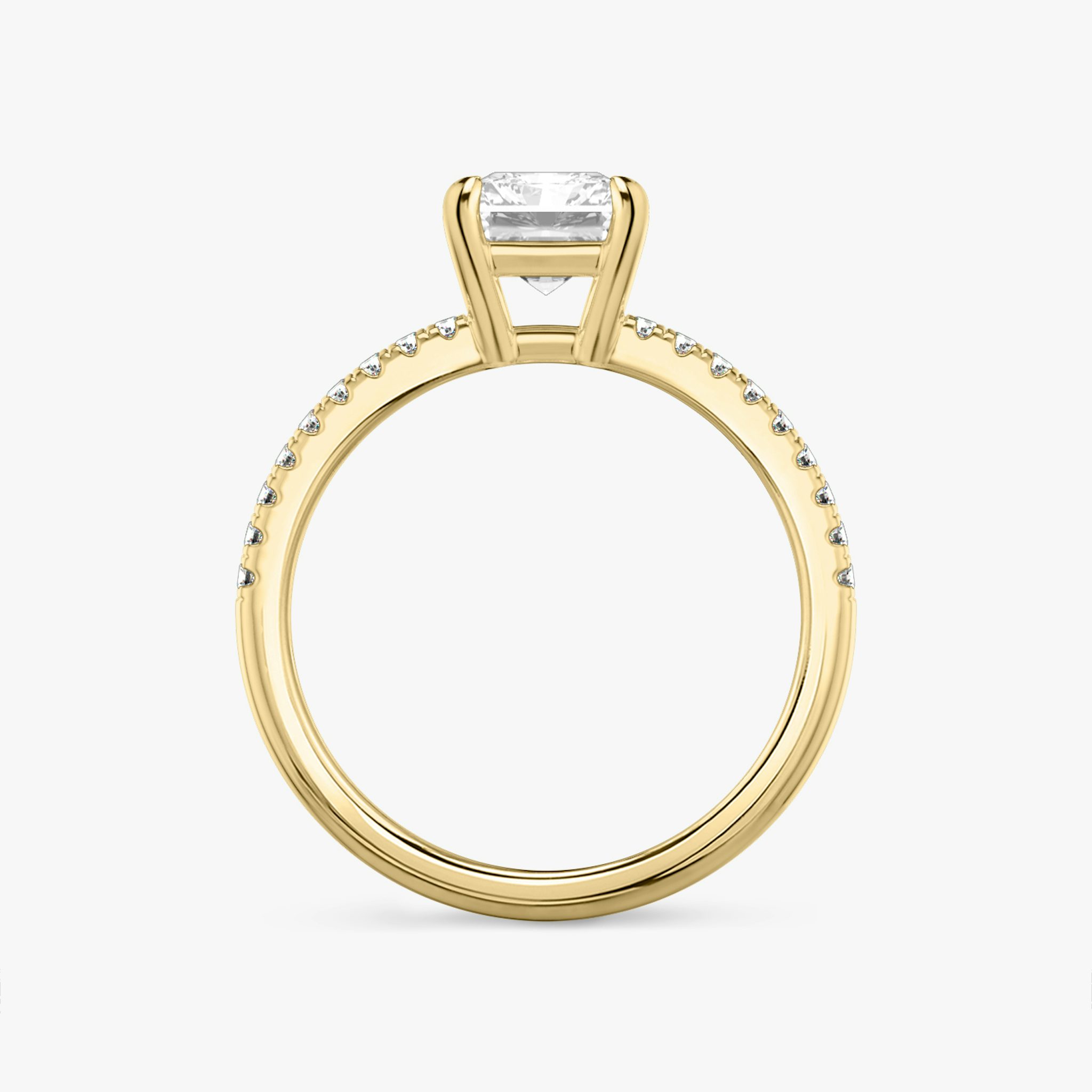 The Double Band | Radiant | 18k | Yellow Gold | bandAccent: Pavé | bandStoneShape: Round Brilliant | diamondOrientation: vertical | caratWeight: other