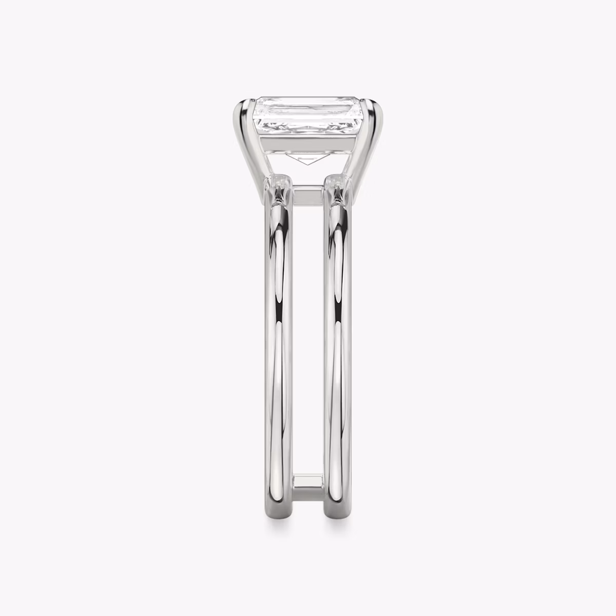 The Double Band | Radiant | 18k | White Gold | bandAccent: Plain | diamondOrientation: vertical | caratWeight: other