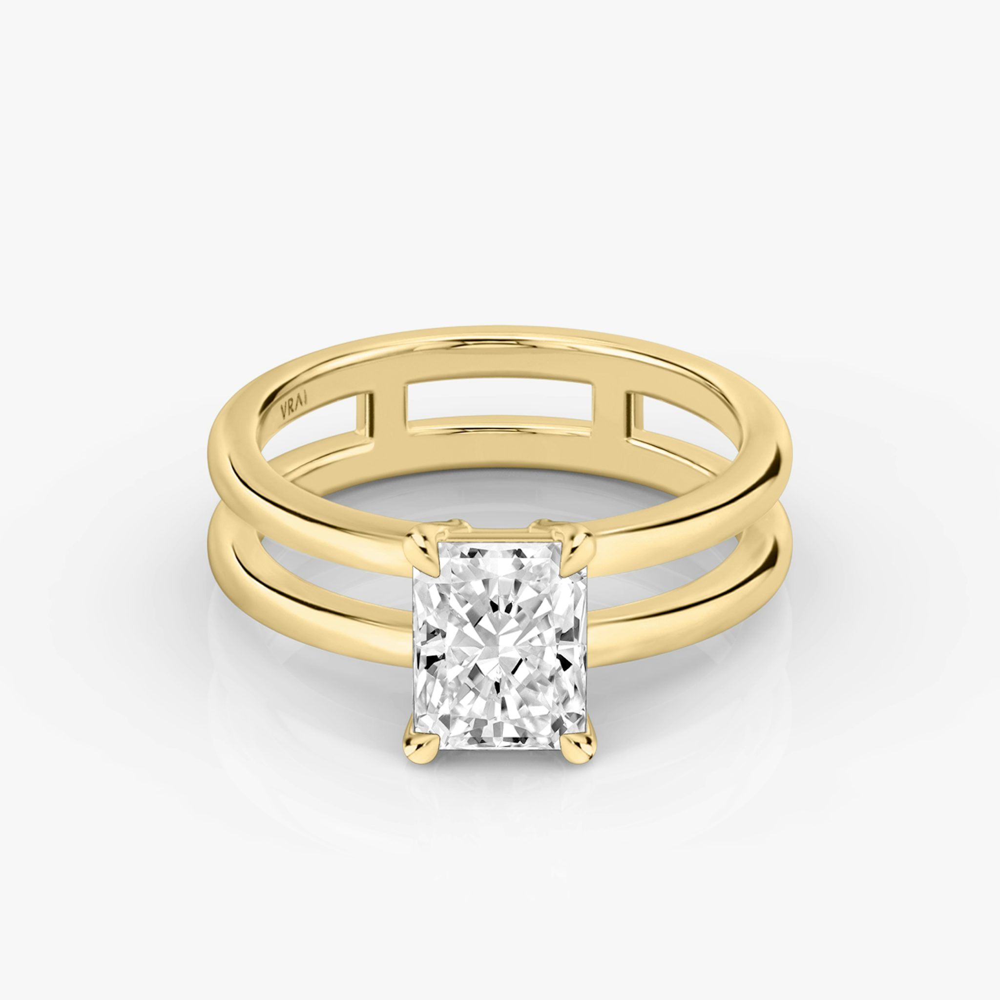 The Double Band | Radiant | 18k | Yellow Gold | bandAccent: Plain | diamondOrientation: vertical | caratWeight: other