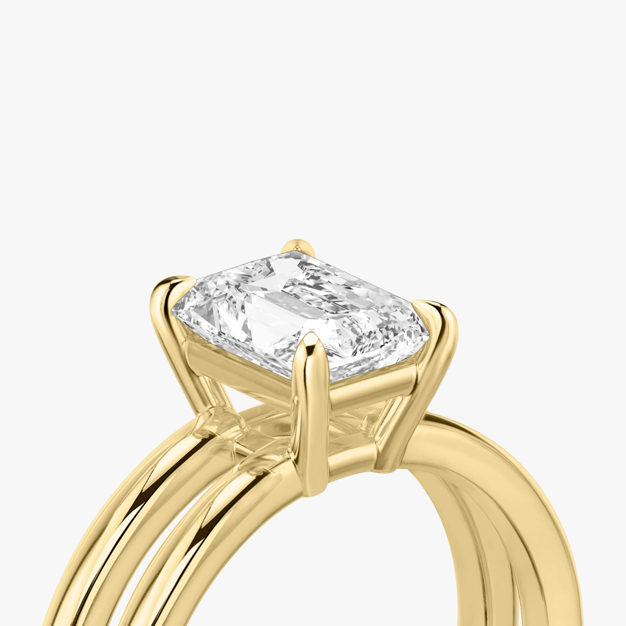 The Double Band | Radiant | 18k | Yellow Gold | bandAccent: Plain | diamondOrientation: vertical | caratWeight: other