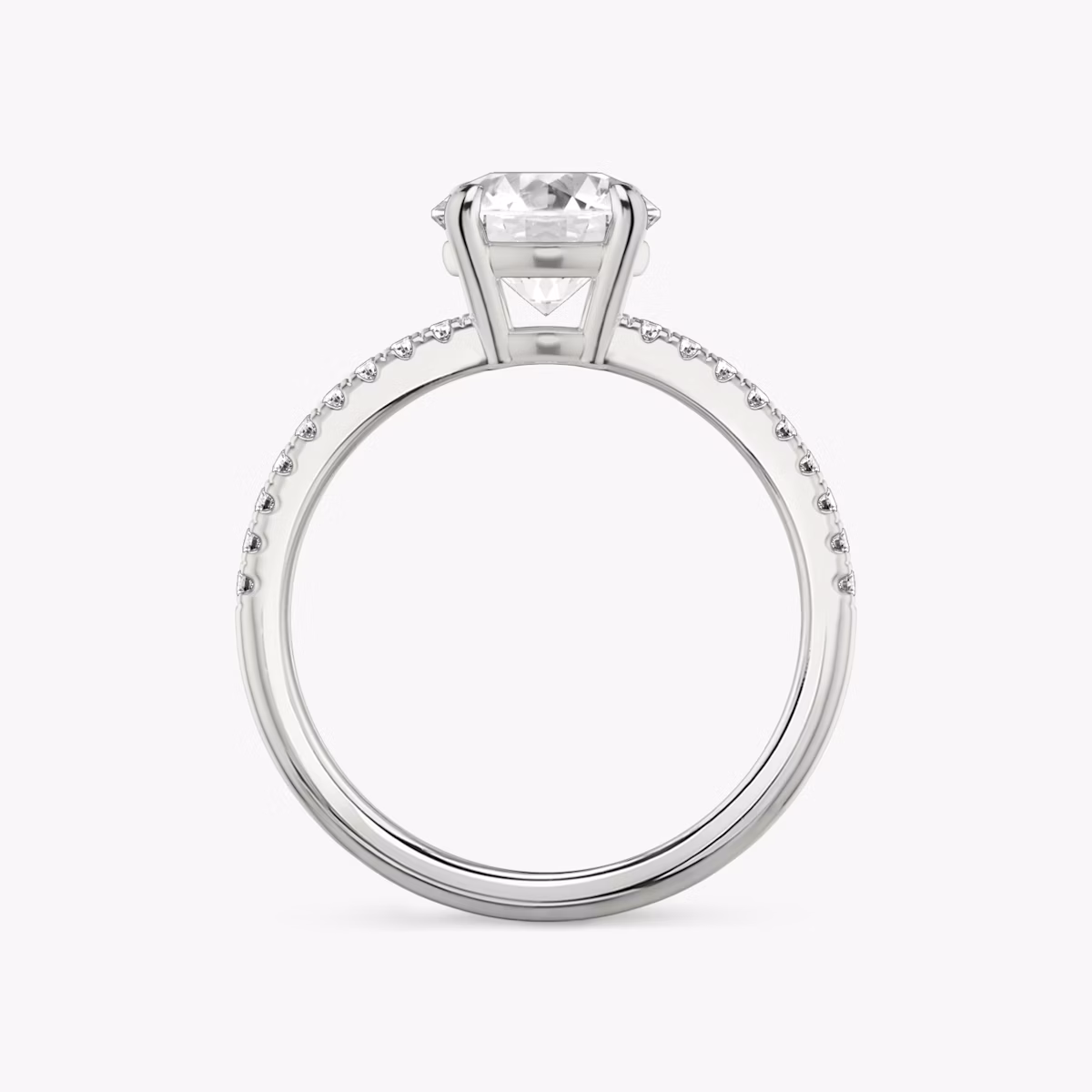 The Double Band | Round Brilliant | 18k | White Gold | bandAccent: Pavé | bandStoneShape: Round Brilliant | caratWeight: 2.0ct | diamondOrientation: vertical