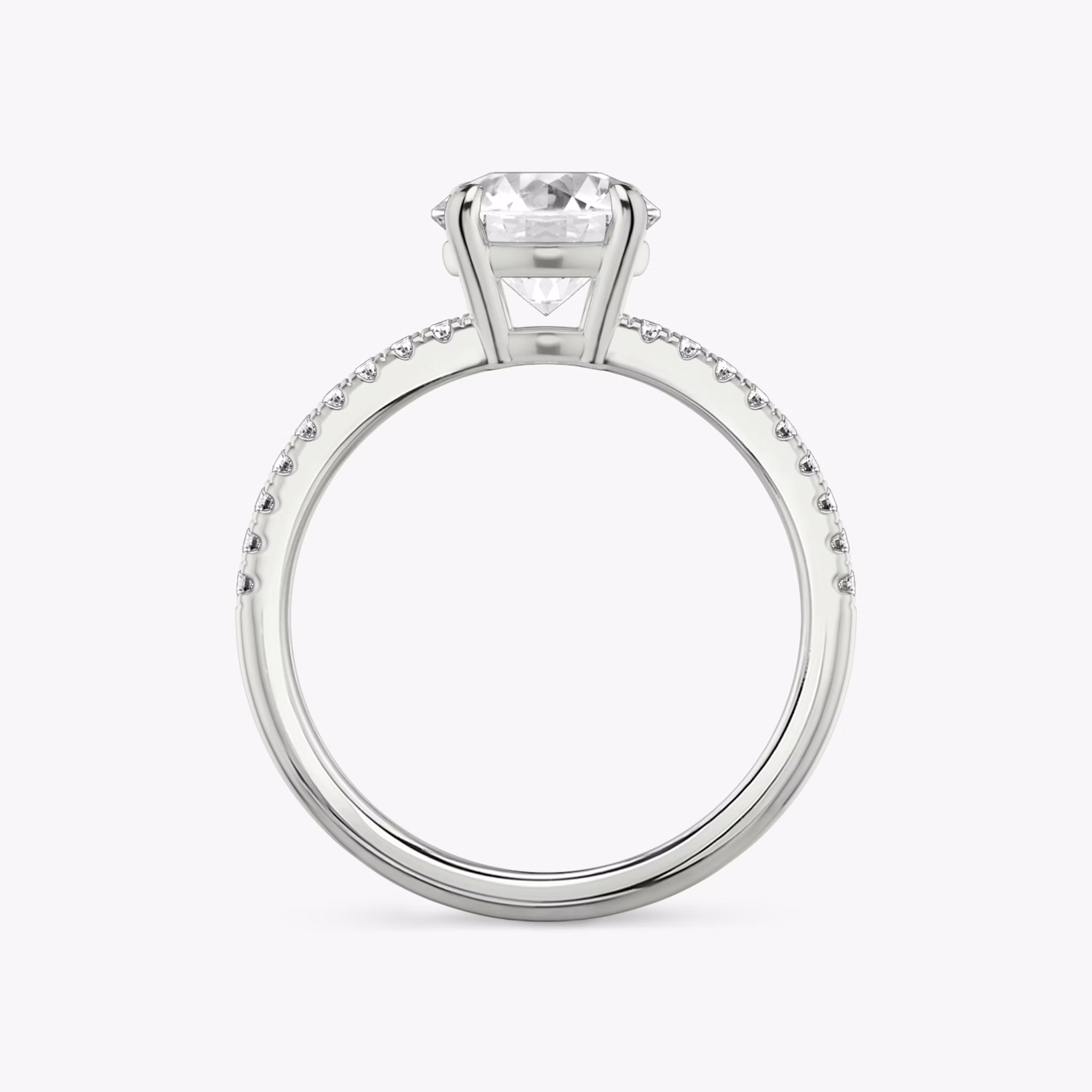 The Double Band | Round Brilliant | Platinum | bandAccent: Pavé | bandStoneShape: Round Brilliant | caratWeight: other | diamondOrientation: vertical