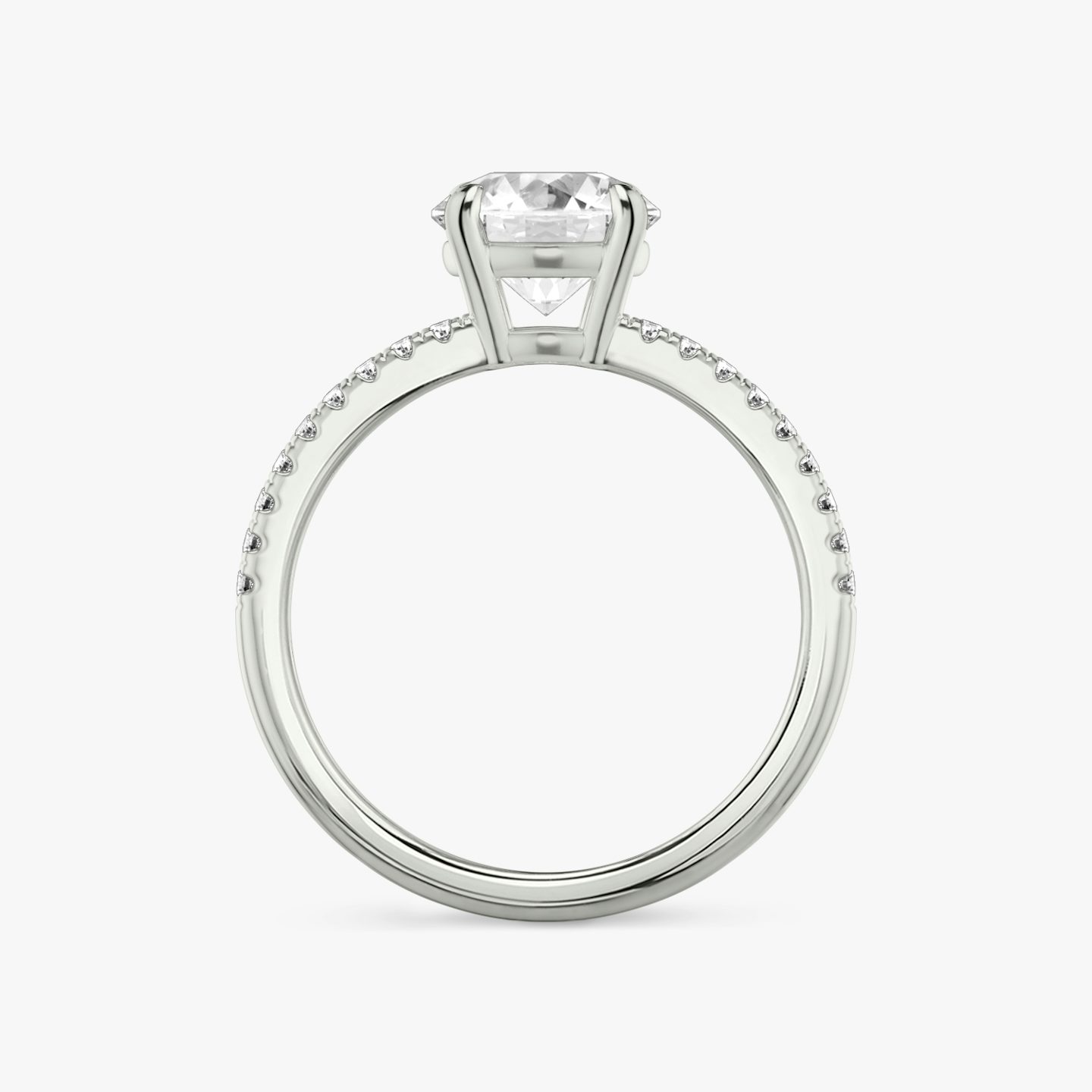 The Double Band | Round Brilliant | Platinum | bandAccent: Pavé | bandStoneShape: Round Brilliant | caratWeight: 1.0ct | diamondOrientation: vertical