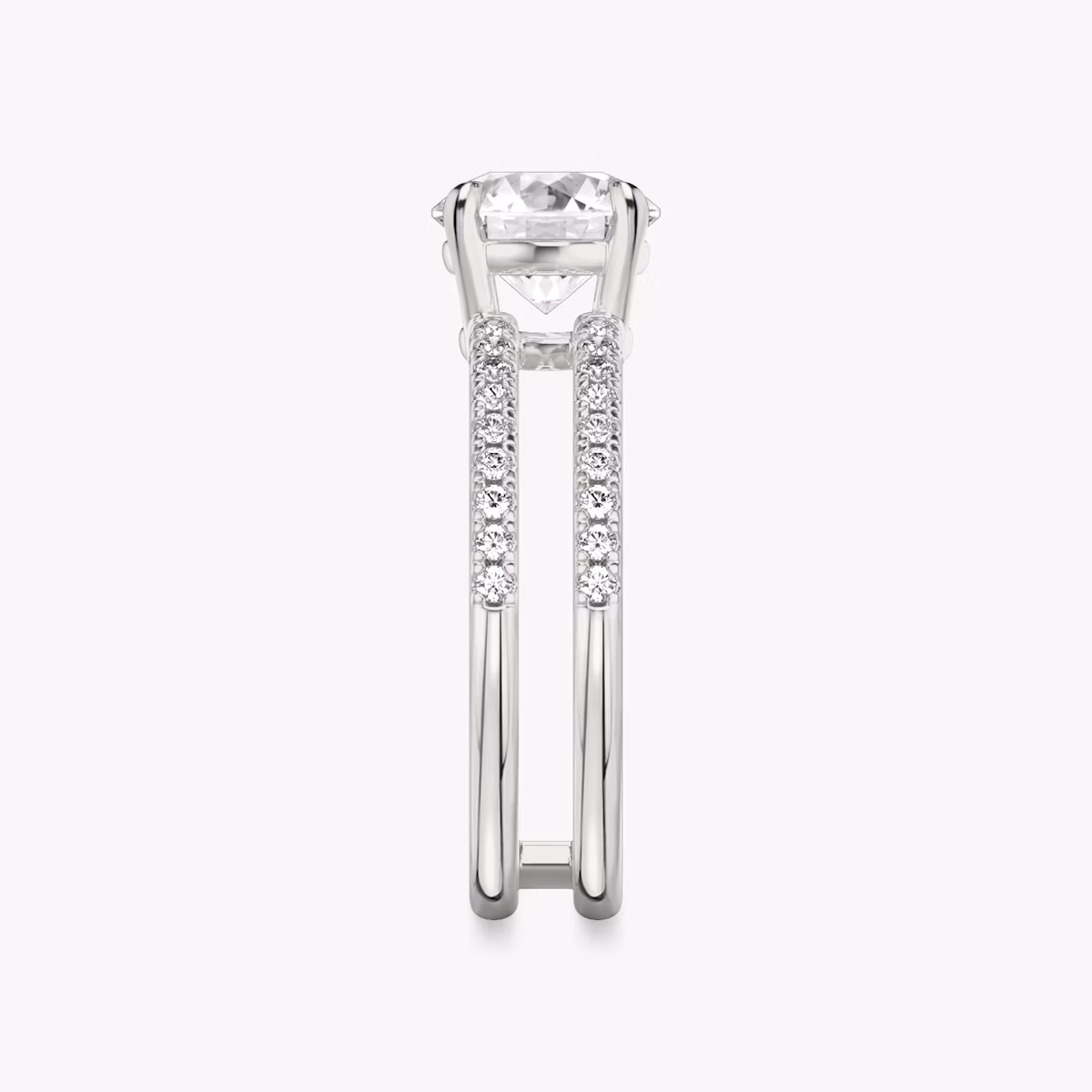 The Double Band | Round Brilliant | 18k | White Gold | bandAccent: Pavé | bandStoneShape: Round Brilliant | caratWeight: 2.0ct | diamondOrientation: vertical