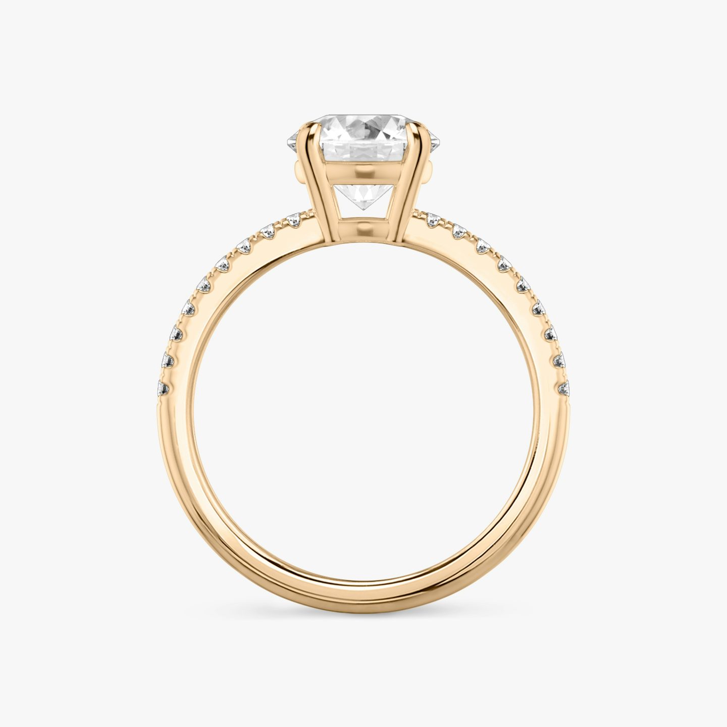 The Double Band | Round Brilliant | 14k | Rose Gold | bandAccent: Pavé | bandStoneShape: Round Brilliant | caratWeight: other | diamondOrientation: vertical