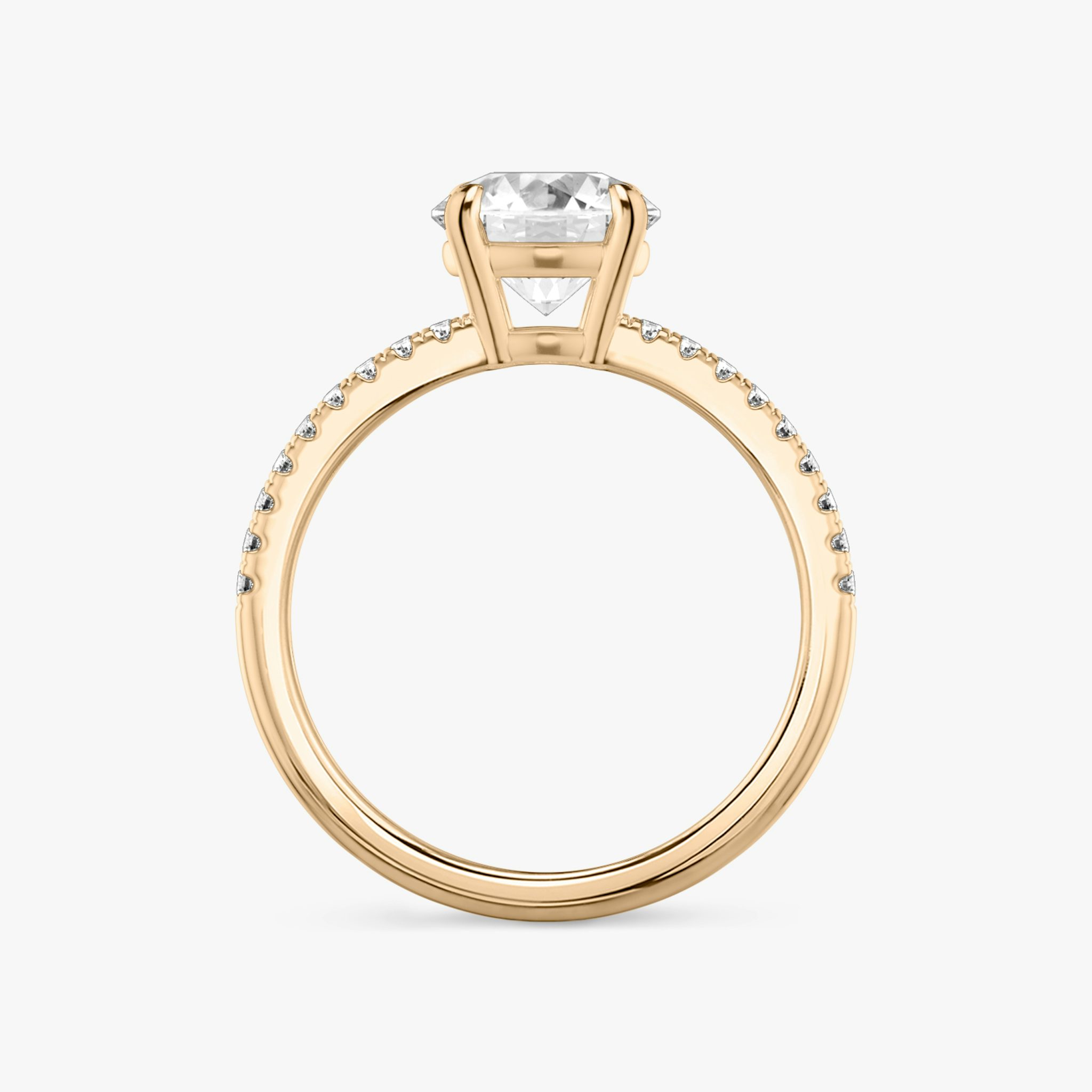 The Double Band | Round Brilliant | 14k | Rose Gold | bandAccent: Pavé | bandStoneShape: Round Brilliant | caratWeight: other | diamondOrientation: vertical