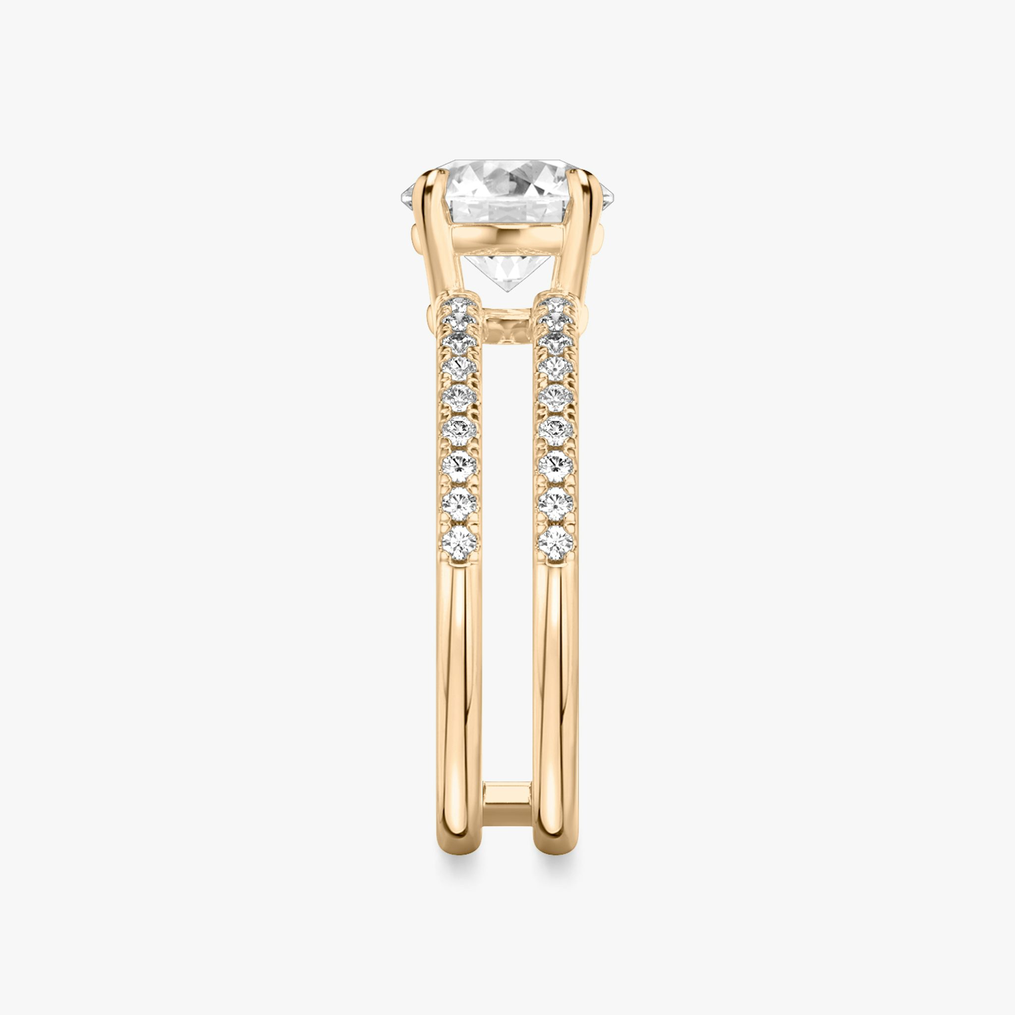 The Double Band | Round Brilliant | 14k | Rose Gold | bandAccent: Pavé | bandStoneShape: Round Brilliant | caratWeight: other | diamondOrientation: vertical