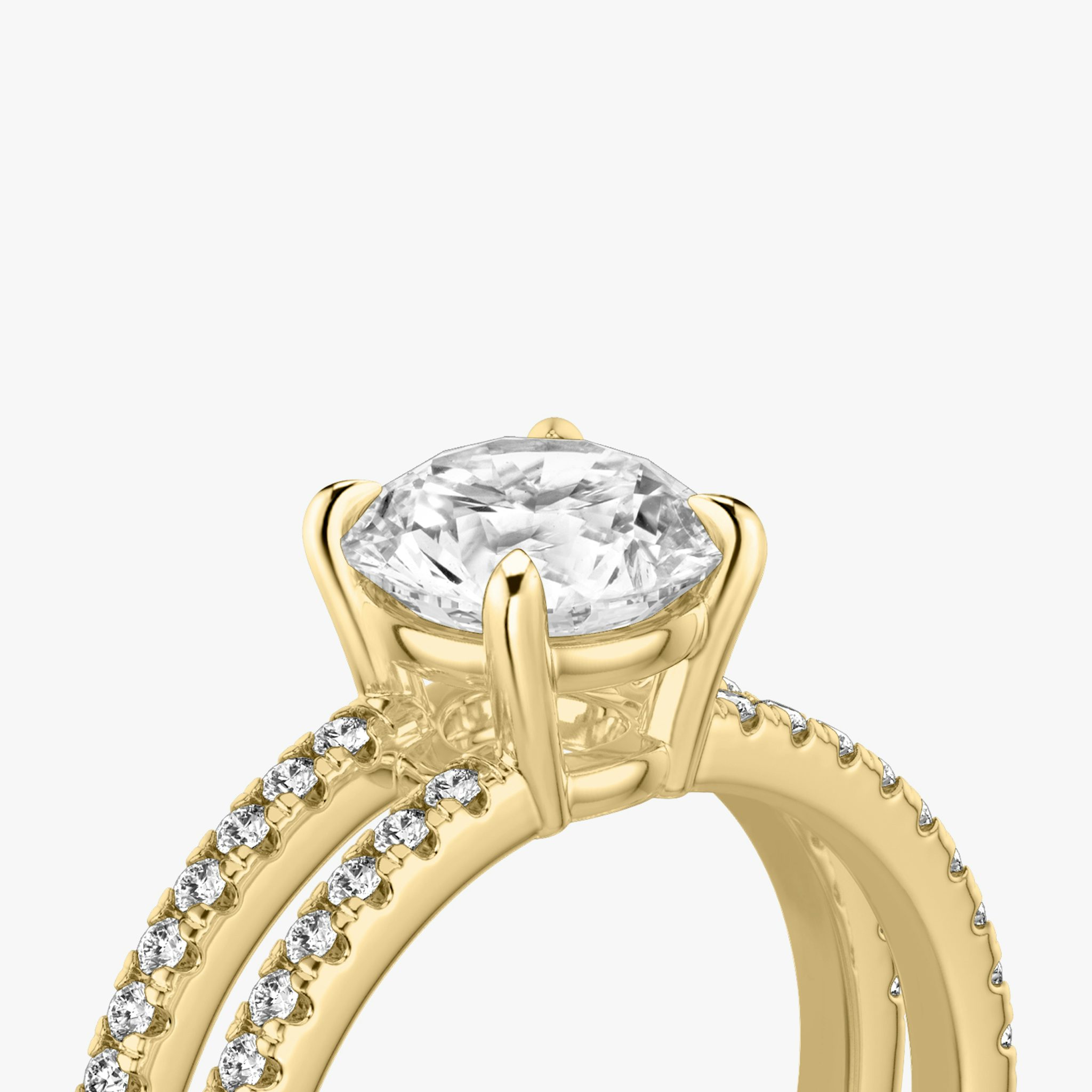 The Double Band | Round Brilliant | 18k | Yellow Gold | bandAccent: Pavé | bandStoneShape: Round Brilliant | caratWeight: other | diamondOrientation: vertical