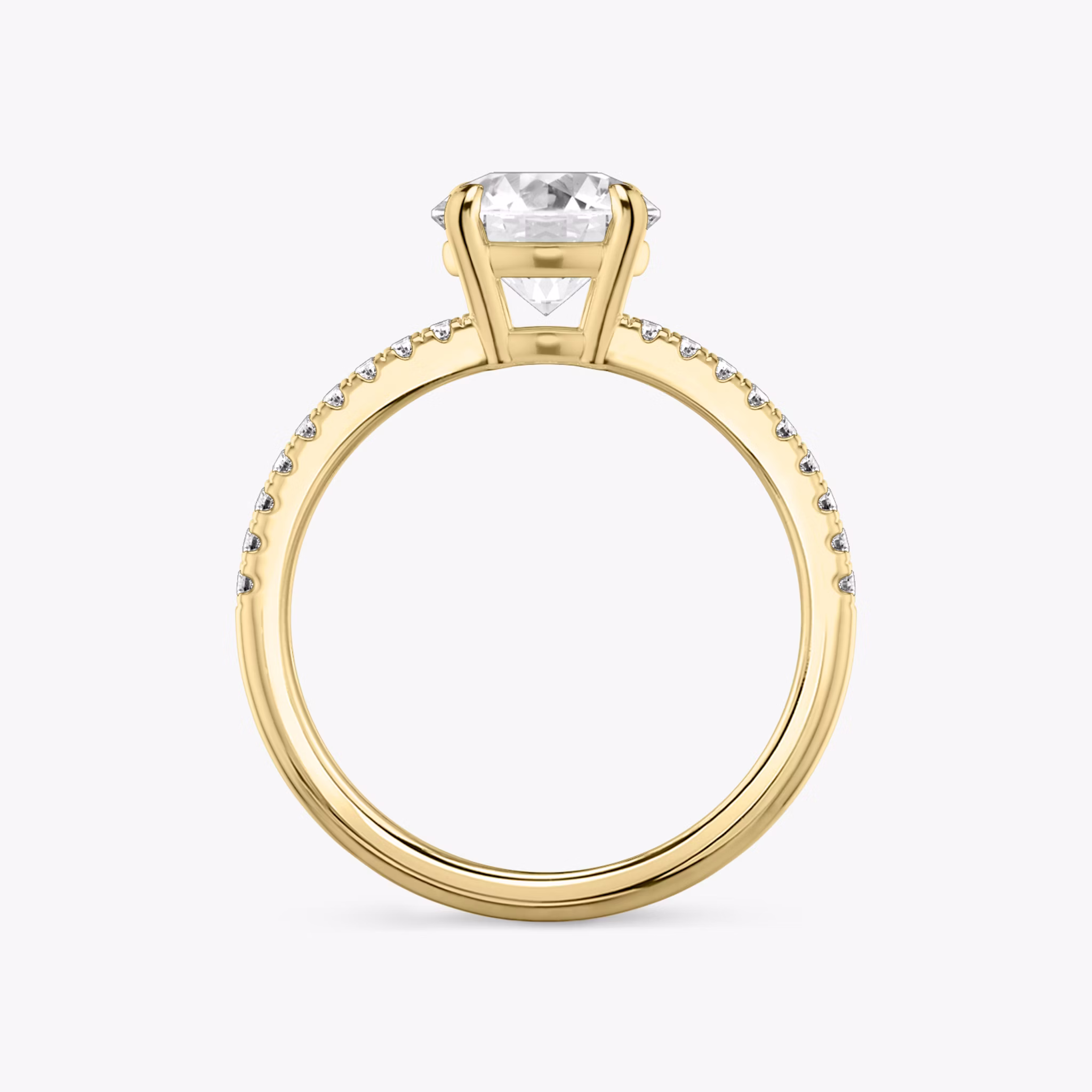 The Double Band | Round Brilliant | 18k | Yellow Gold | bandAccent: Pavé | bandStoneShape: Round Brilliant | caratWeight: other | diamondOrientation: vertical