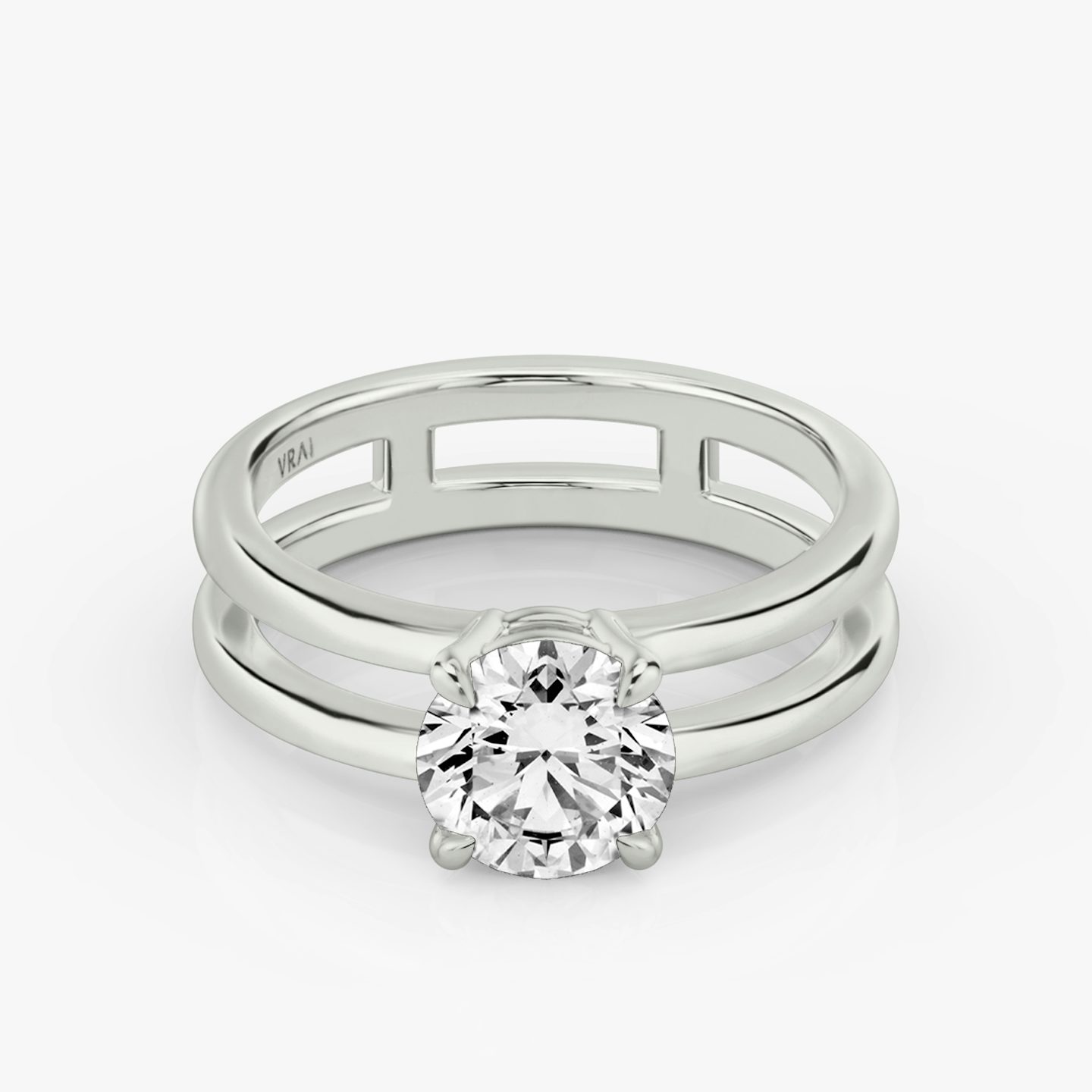 The Double Band | Round Brilliant | Platinum | bandAccent: Plain | caratWeight: other | diamondOrientation: vertical