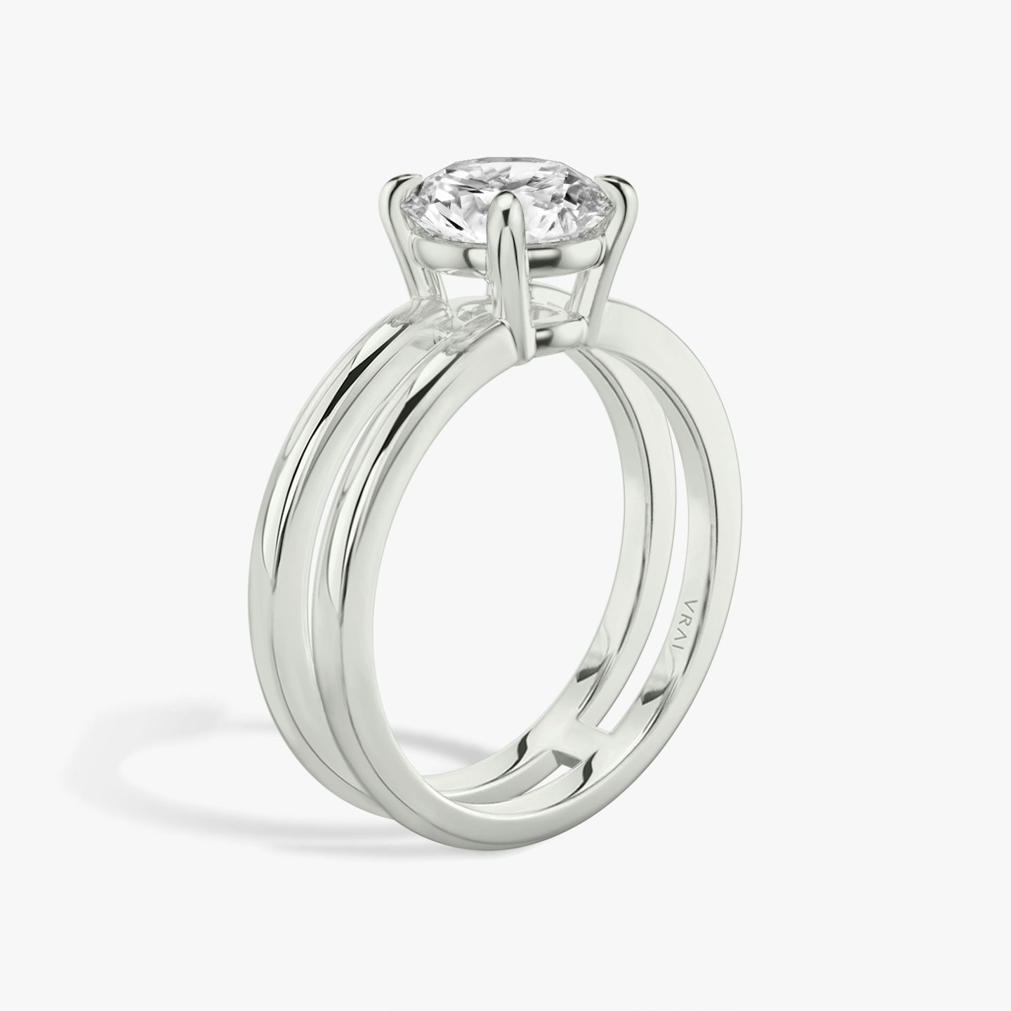 The Double Band | Round Brilliant | Platinum | bandAccent: Plain | caratWeight: other | diamondOrientation: vertical
