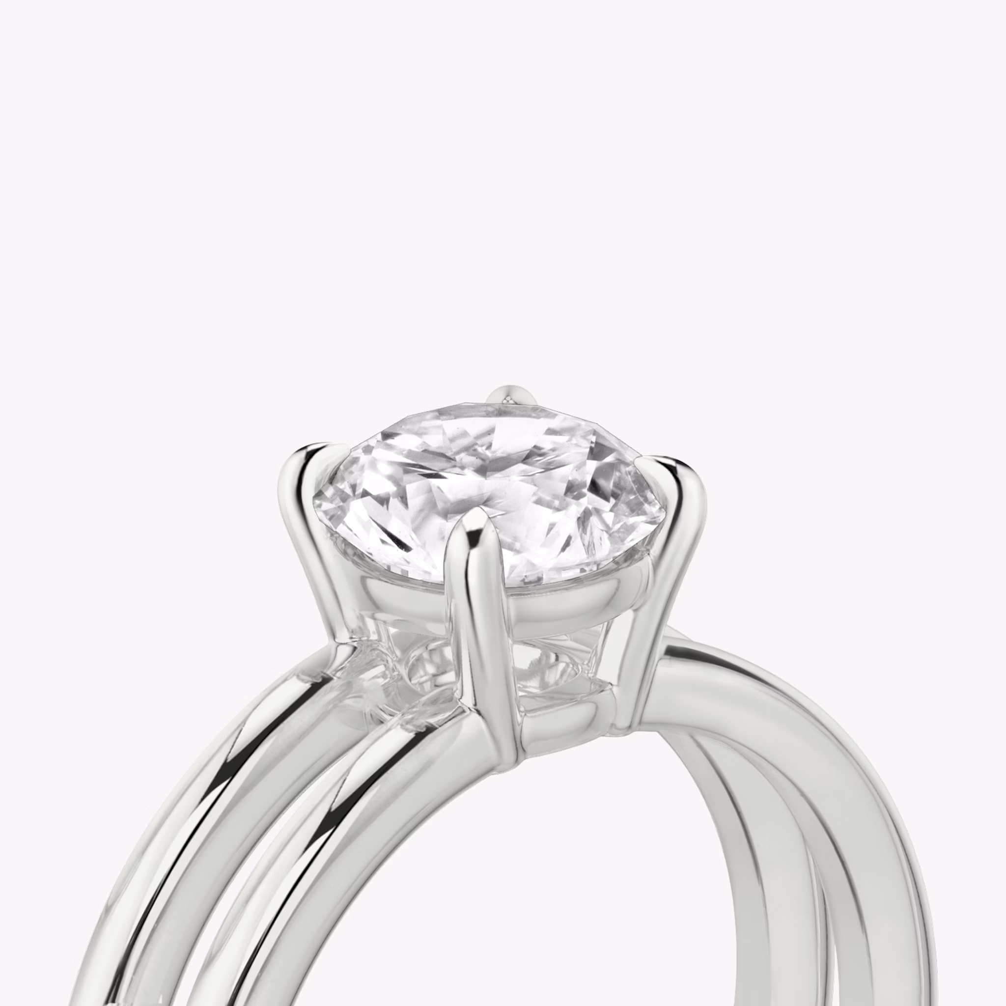 The Double Band | Round Brilliant | Platinum | bandAccent: Plain | bandStoneShape: Round Brilliant | caratWeight: 1.5ct | diamondOrientation: vertical