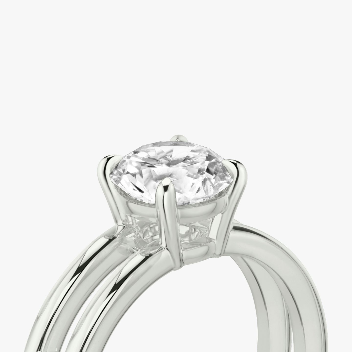 The Double Band | Round Brilliant | Platinum | bandAccent: Plain | caratWeight: other | diamondOrientation: vertical