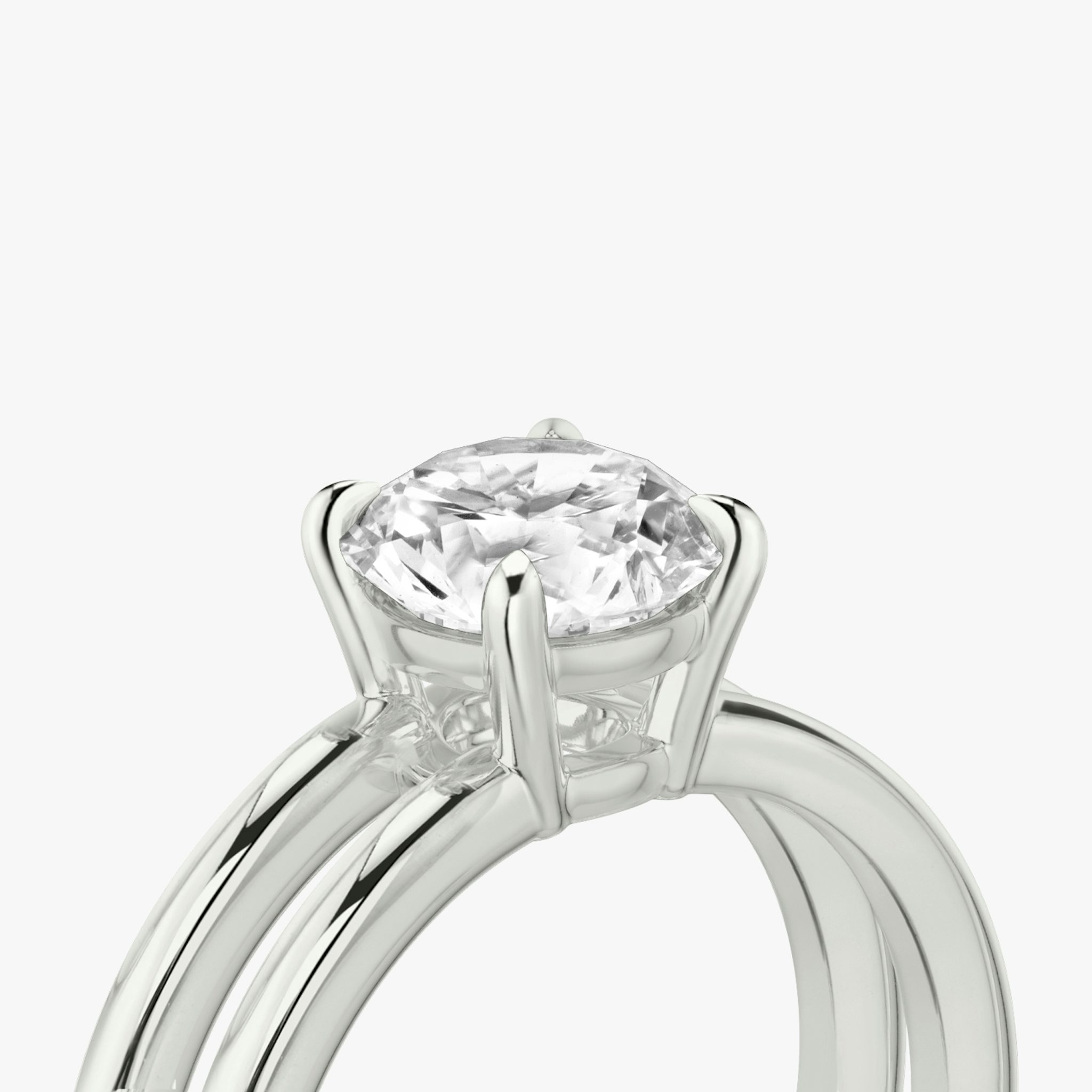 The Double Band | Round Brilliant | Platinum | bandAccent: Plain | bandStoneShape: Round Brilliant | caratWeight: 1.5ct | diamondOrientation: vertical