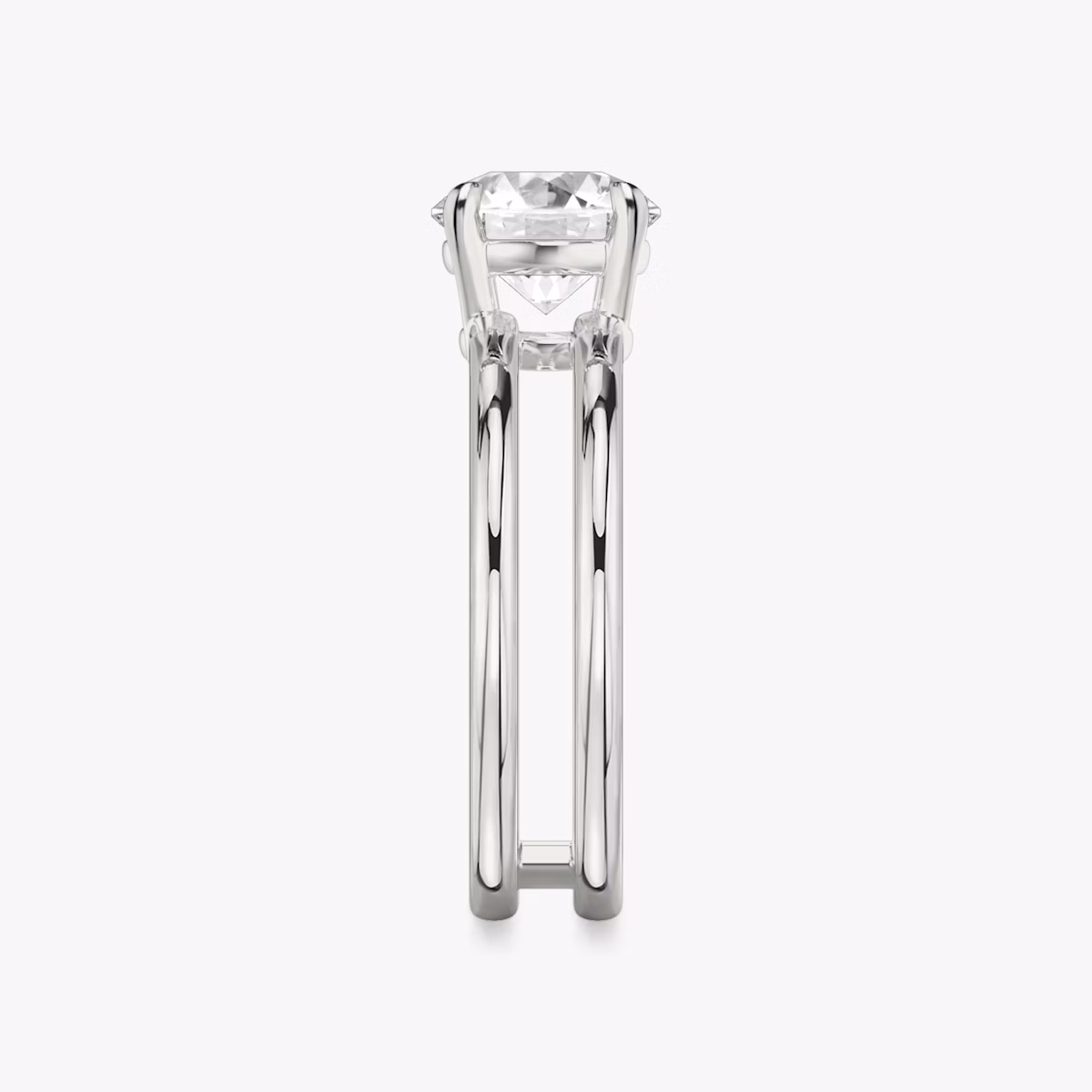 The Double Band | Round Brilliant | 18k | White Gold | bandAccent: Plain | caratWeight: other | diamondOrientation: vertical