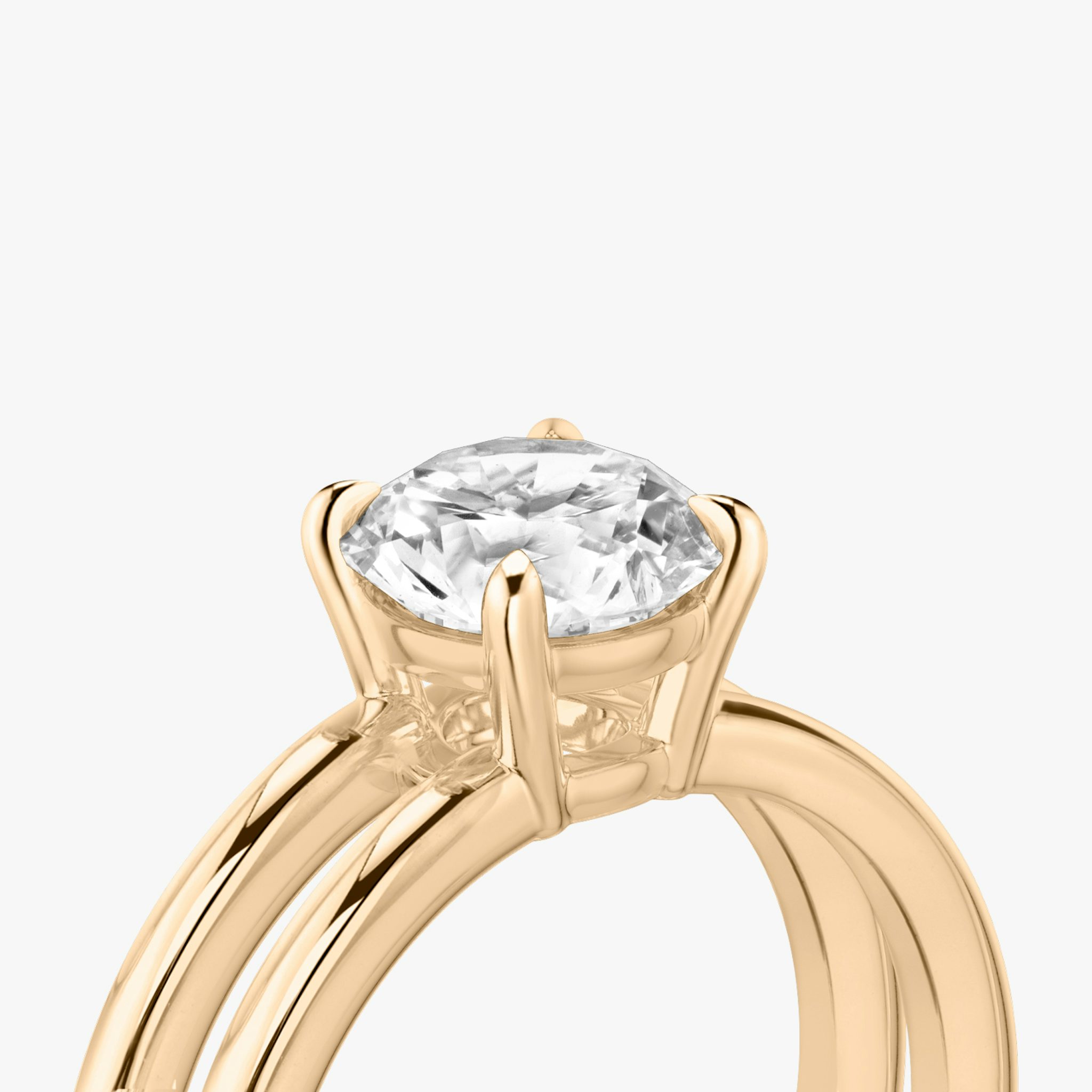 The Double Band | Round Brilliant | 14k | Rose Gold | bandAccent: Plain | caratWeight: other | diamondOrientation: vertical