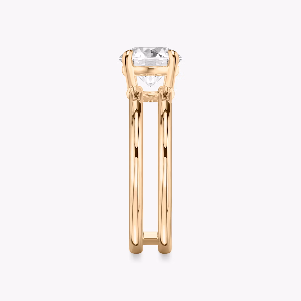 The Double Band | Round Brilliant | 14k | Rose Gold | bandAccent: Plain | caratWeight: 1.0ct | diamondOrientation: vertical