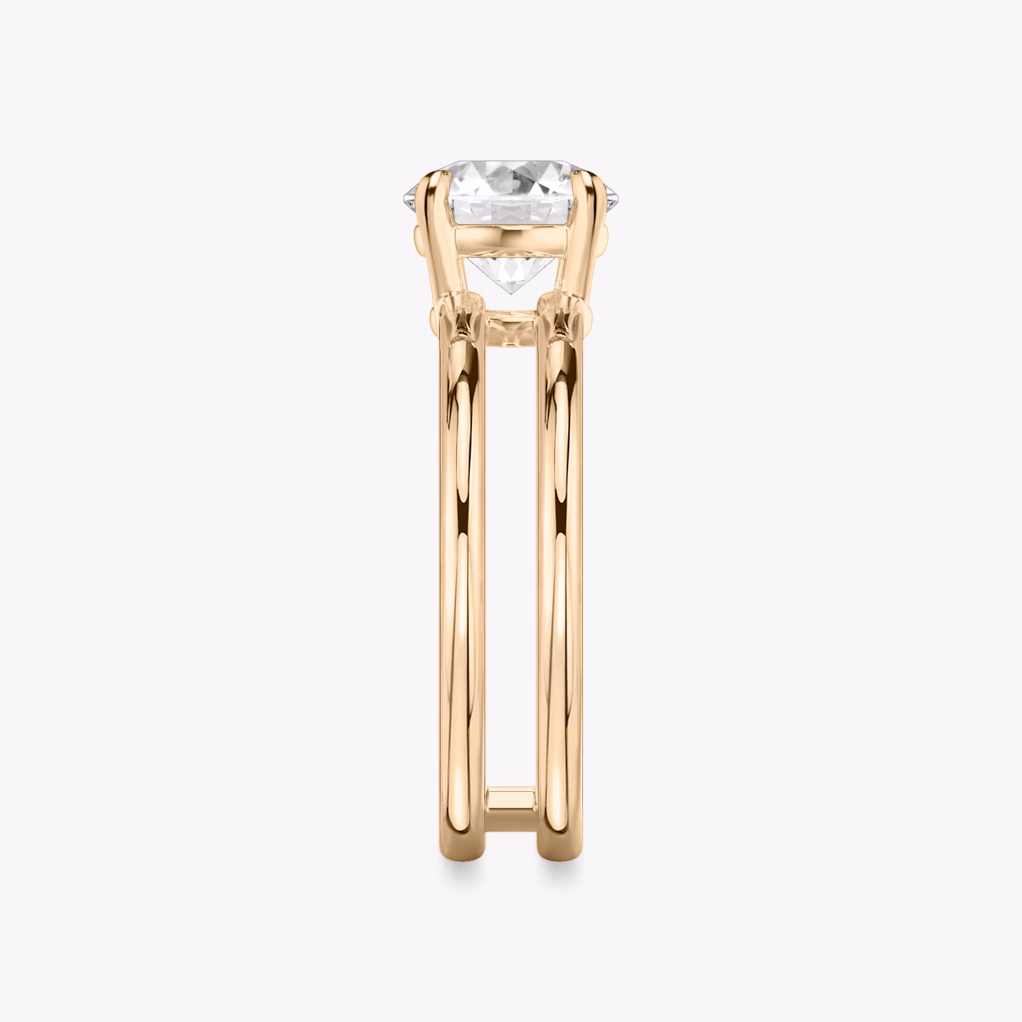 The Double Band | Round Brilliant | 14k | Rose Gold | bandAccent: Plain | caratWeight: other | diamondOrientation: vertical