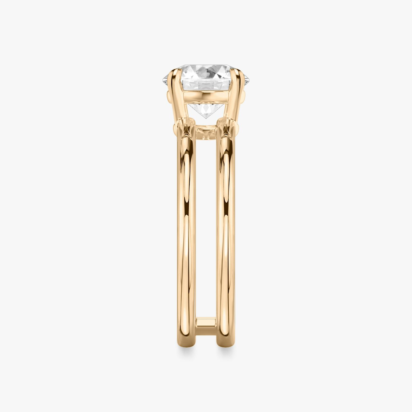 The Double Band | Round Brilliant | 14k | Rose Gold | bandAccent: Plain | caratWeight: other | diamondOrientation: vertical