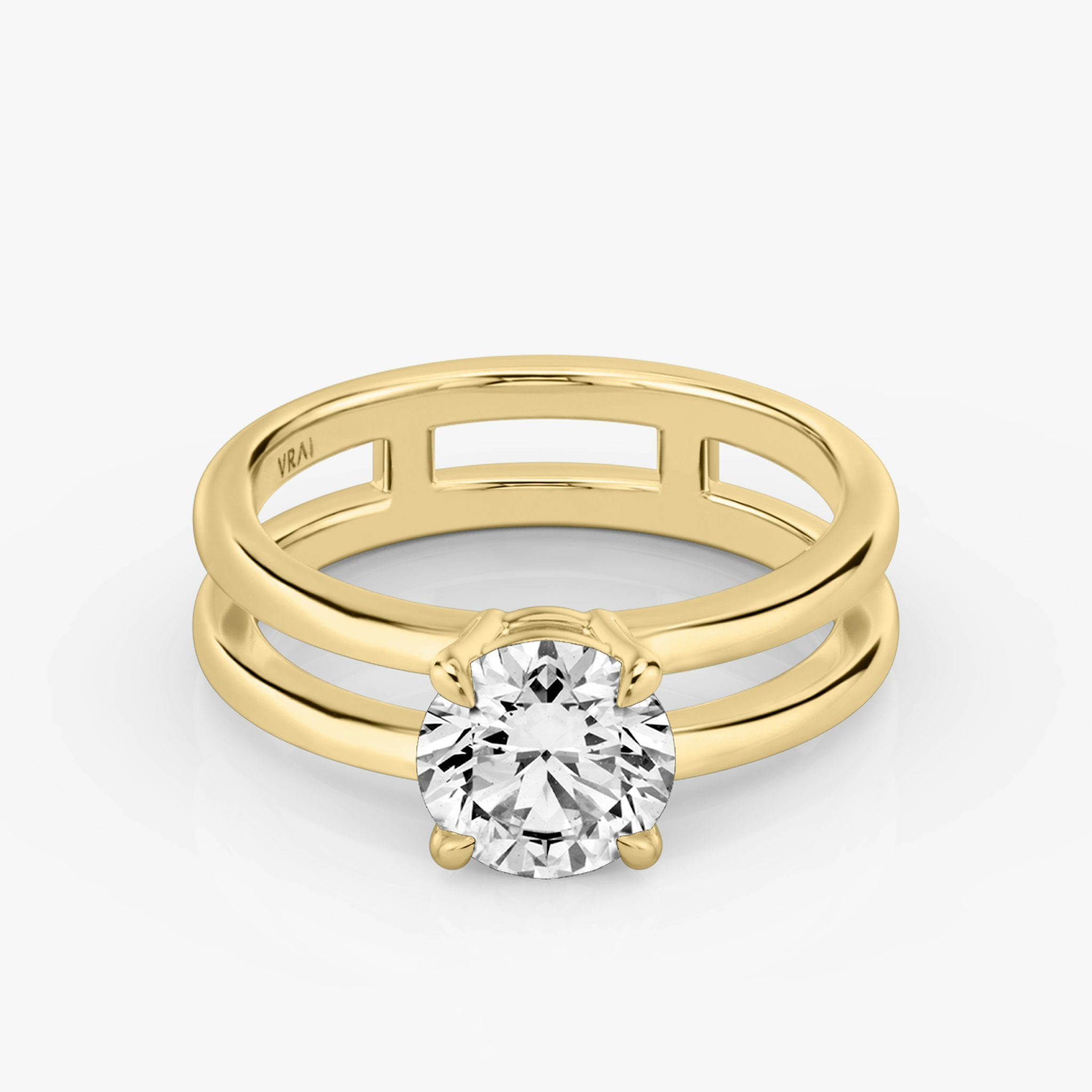 The Double Band | Round Brilliant | 18k | Yellow Gold | bandAccent: Plain | caratWeight: 1.0ct | diamondOrientation: vertical