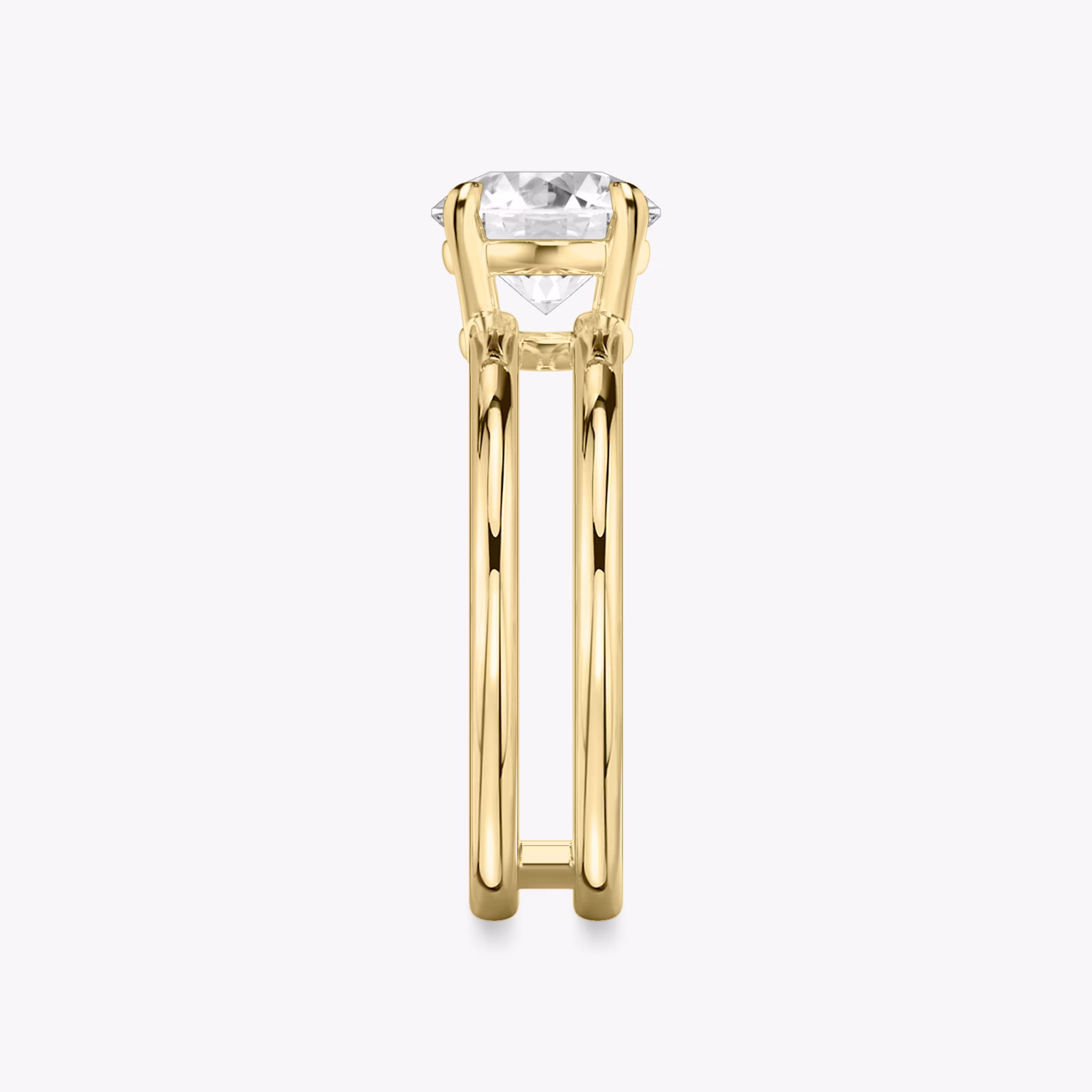 The Double Band | Round Brilliant | 18k | Yellow Gold | bandAccent: Plain | caratWeight: 1.0ct | diamondOrientation: vertical