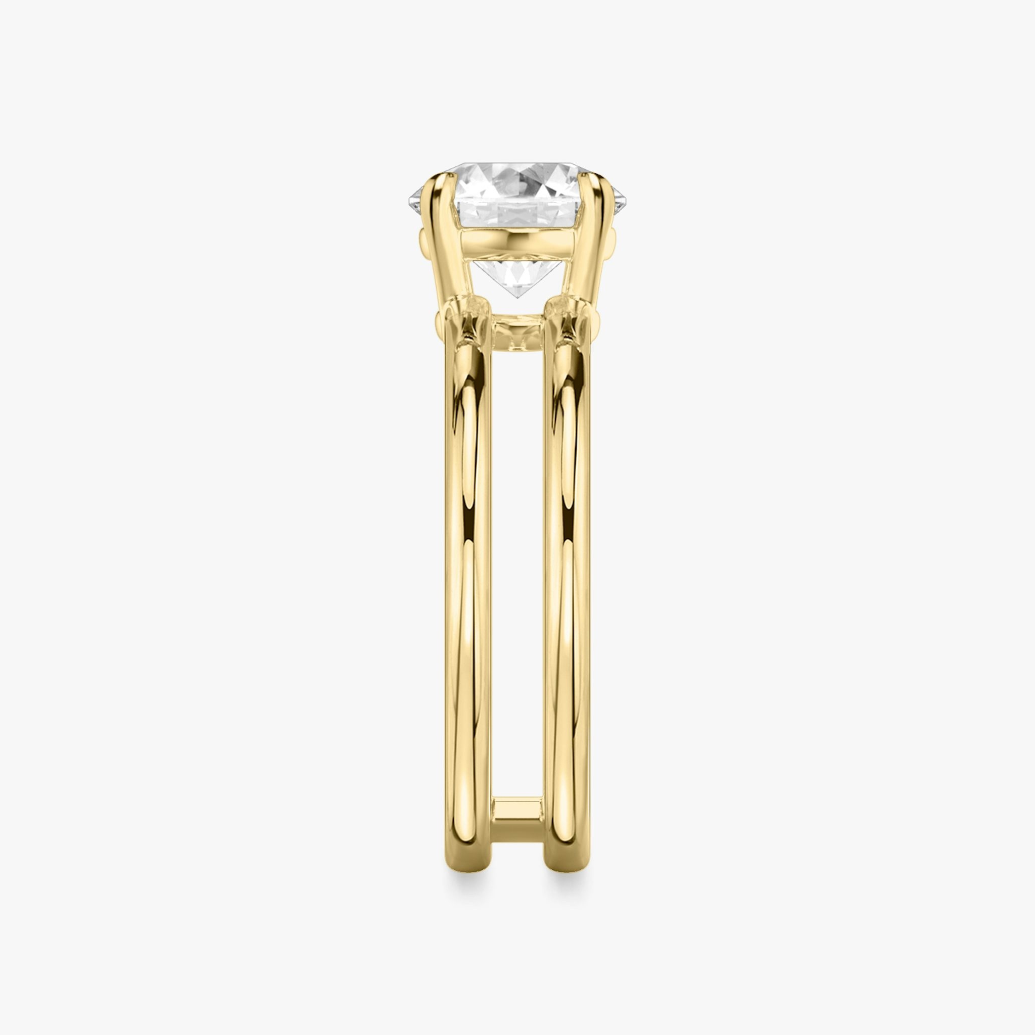 The Double Band | Round Brilliant | 18k | Yellow Gold | bandAccent: Plain | caratWeight: 1.0ct | diamondOrientation: vertical