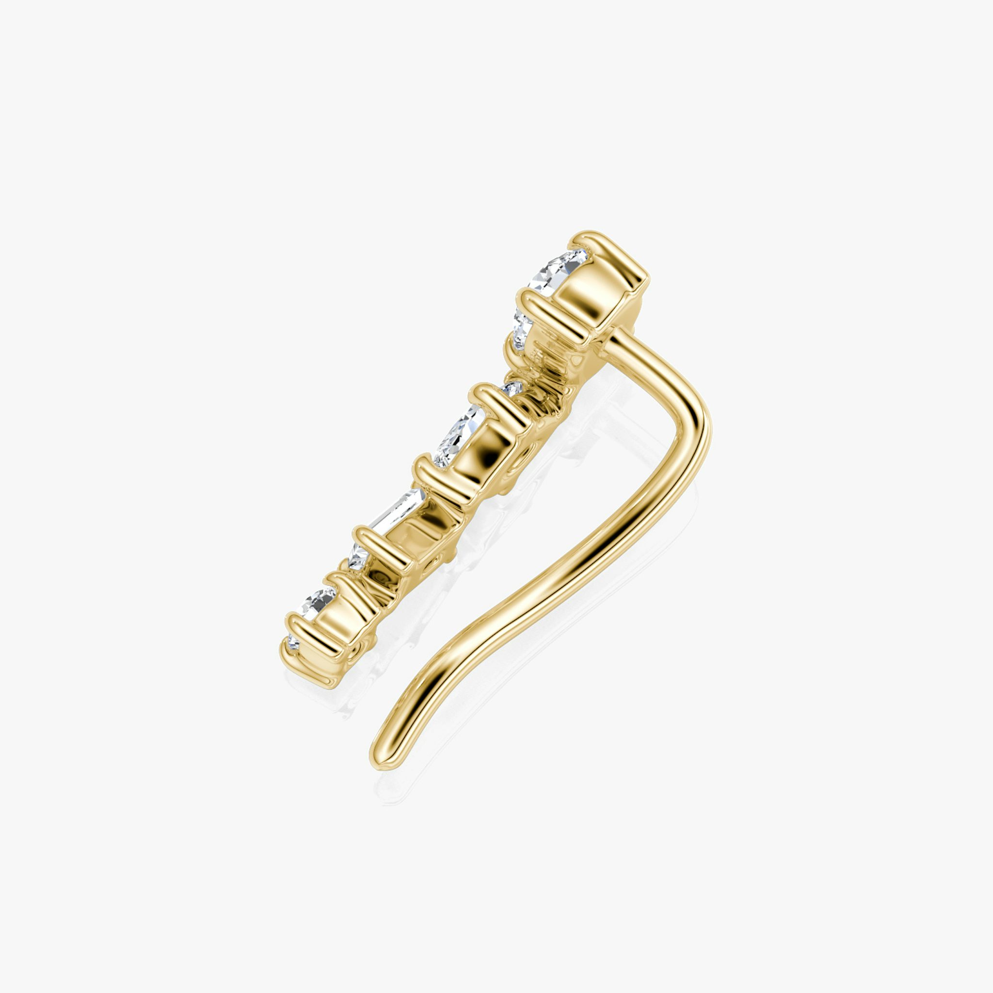 Shooting Star Ear Climber | Round Brilliant, Baguette and Marquise | 14k | Yellow Gold | side: left