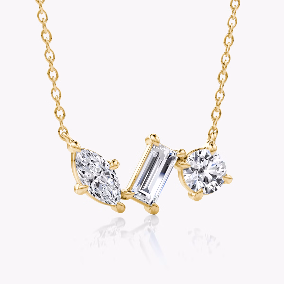 Orion Halskette | Rund, Baguette und Marquise | 14k | Gelbgold | diamondSize: original | chainLength: 16-18