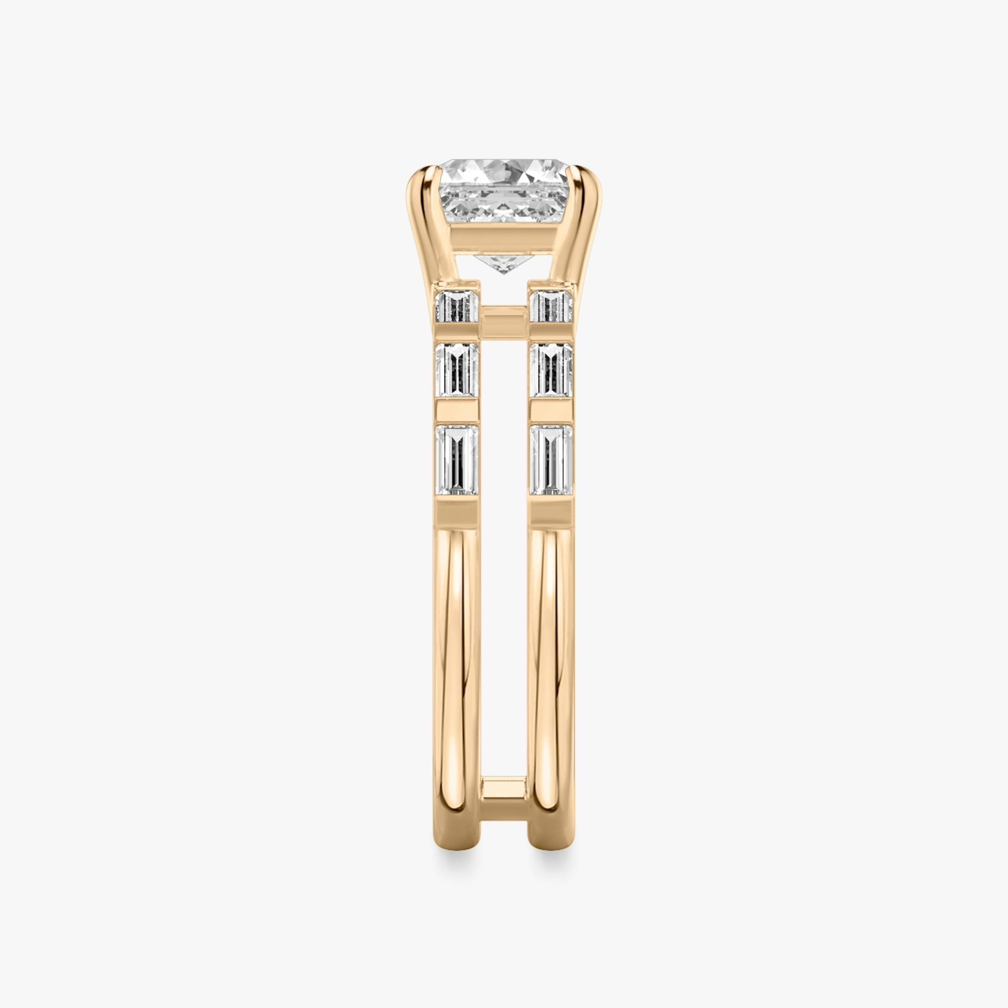 The Double Band | Asscher | 14k | Rose Gold | bandAccent: Pavé | bandStoneShape: Baguette | diamondOrientation: vertical | caratWeight: other