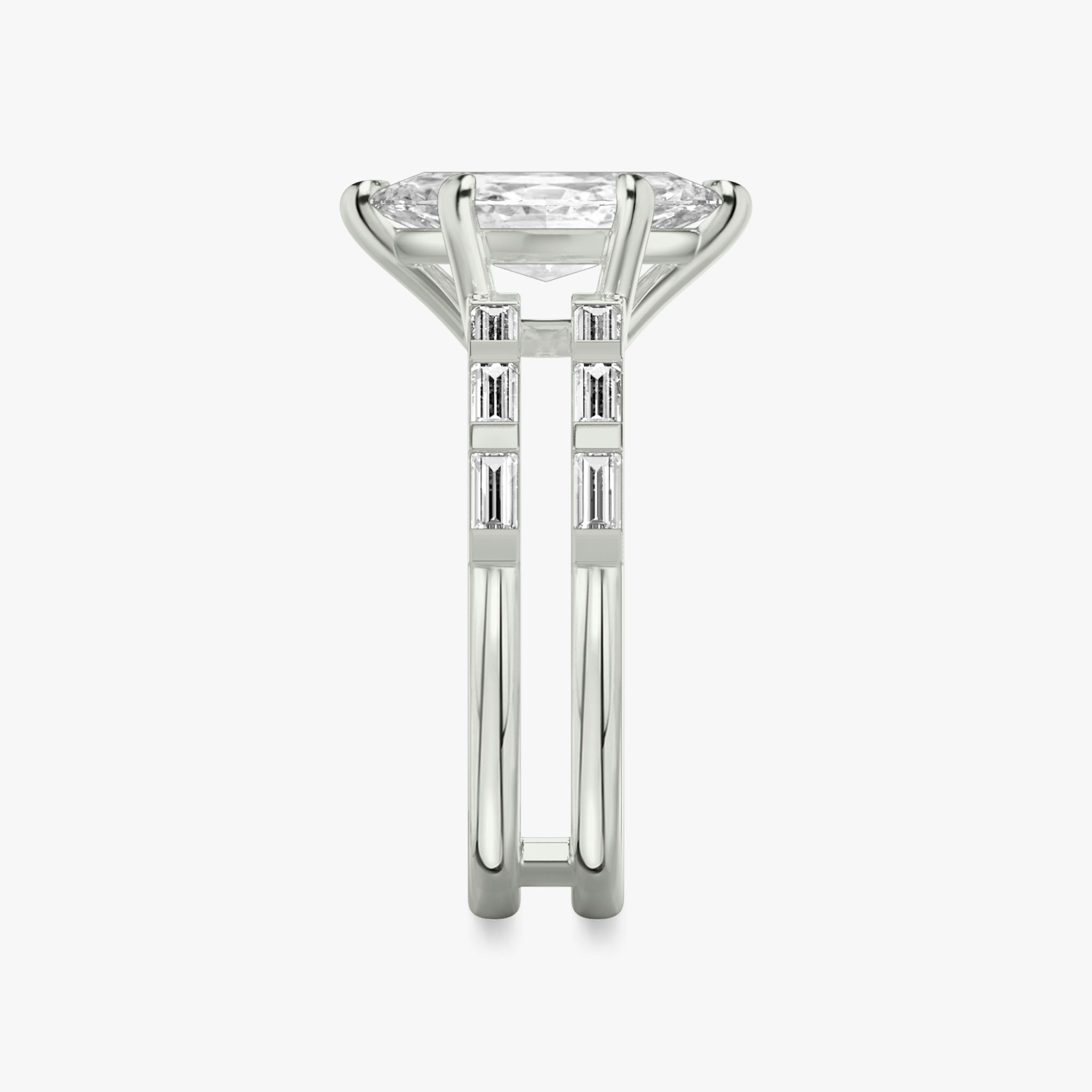 The Double Band | Marquise | Platinum | bandAccent: Pavé | bandStoneShape: Baguette | diamondOrientation: vertical | caratWeight: other