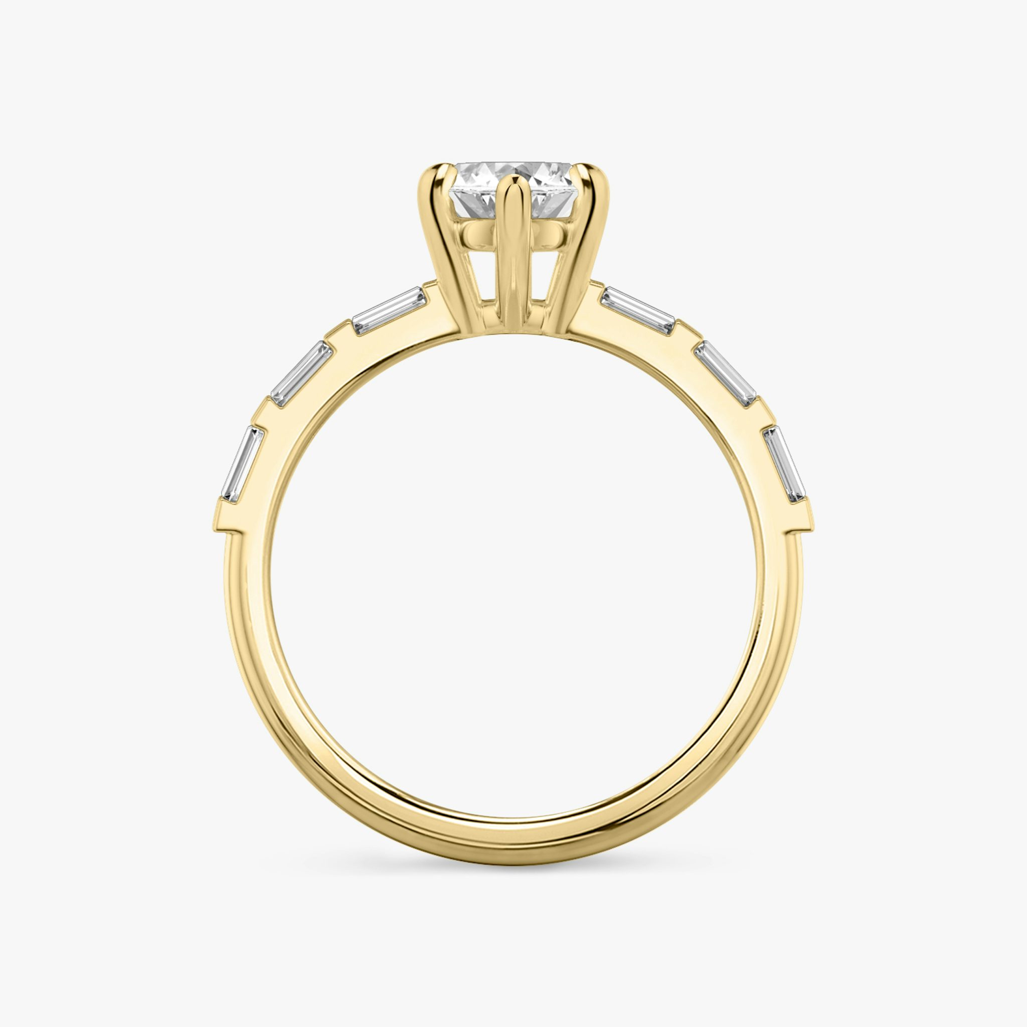 The Double Band | Marquise | 18k | Yellow Gold | bandAccent: Pavé | bandStoneShape: Baguette | diamondOrientation: vertical | caratWeight: other