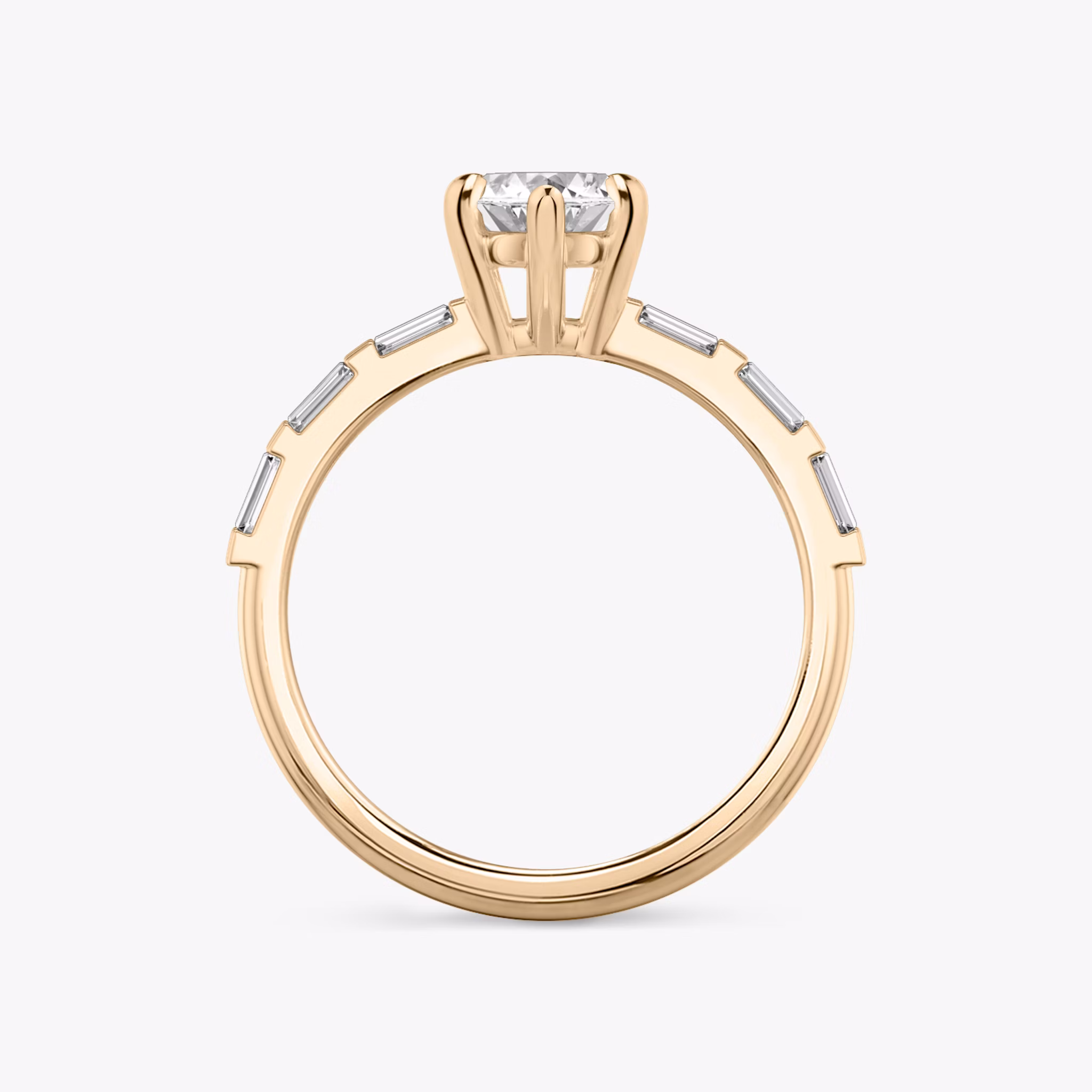 The Double Band | Marquise | 14k | Rose Gold | bandAccent: Pavé | bandStoneShape: Baguette | diamondOrientation: vertical | caratWeight: other