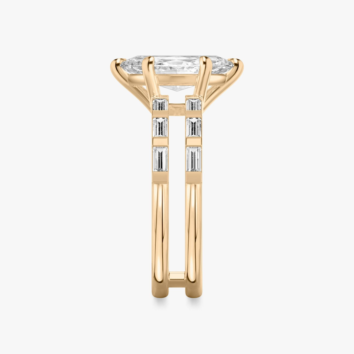 The Double Band | Marquise | 14k | Rose Gold | bandAccent: Pavé | bandStoneShape: Baguette | diamondOrientation: vertical | caratWeight: other