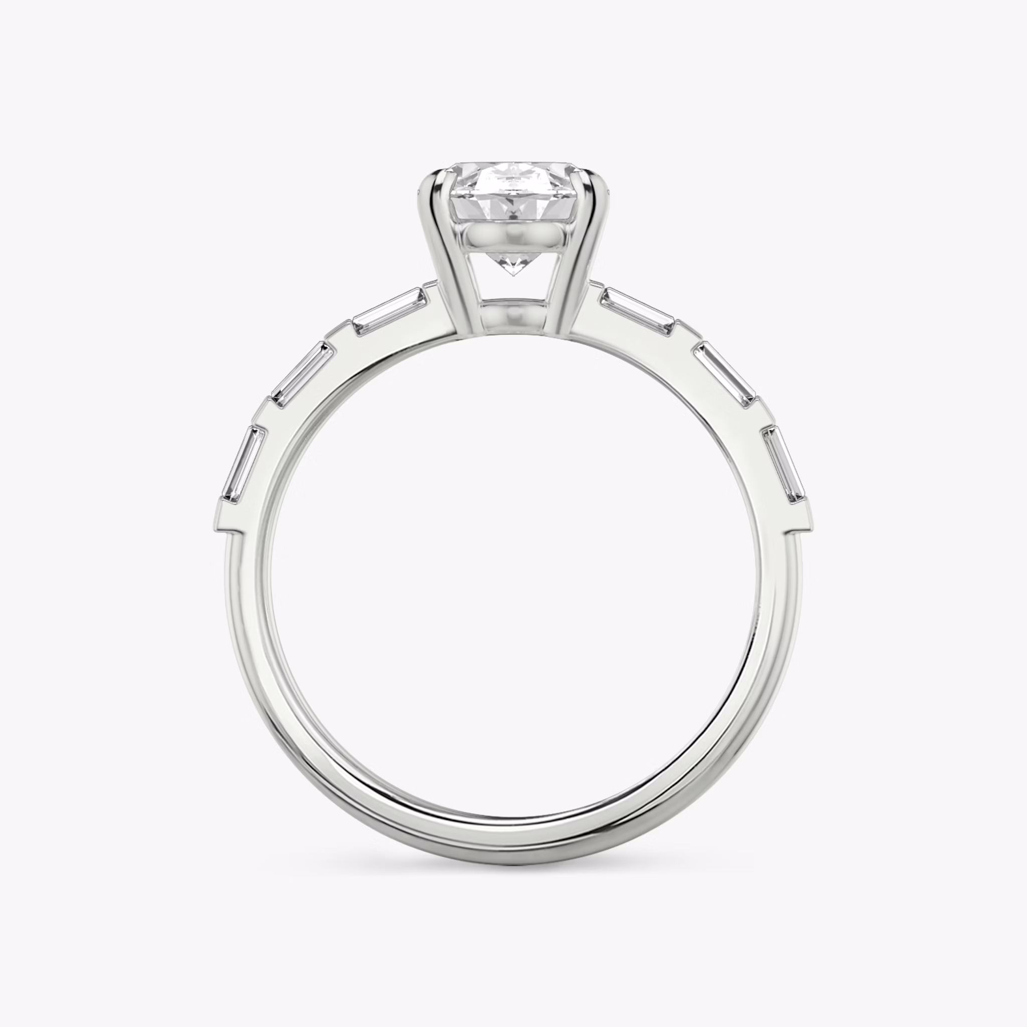 The Double Band | Oval | Platinum | bandAccent: Pavé | bandStoneShape: Baguette | diamondOrientation: vertical | caratWeight: other