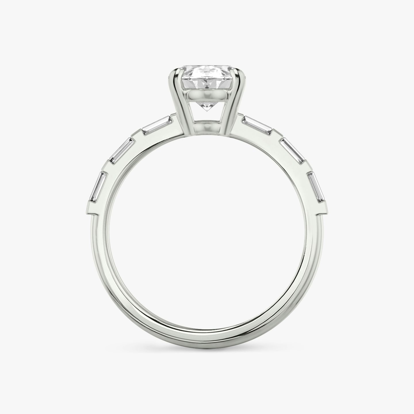 The Double Band | Oval | Platinum | bandAccent: Pavé | bandStoneShape: Baguette | diamondOrientation: vertical | caratWeight: other