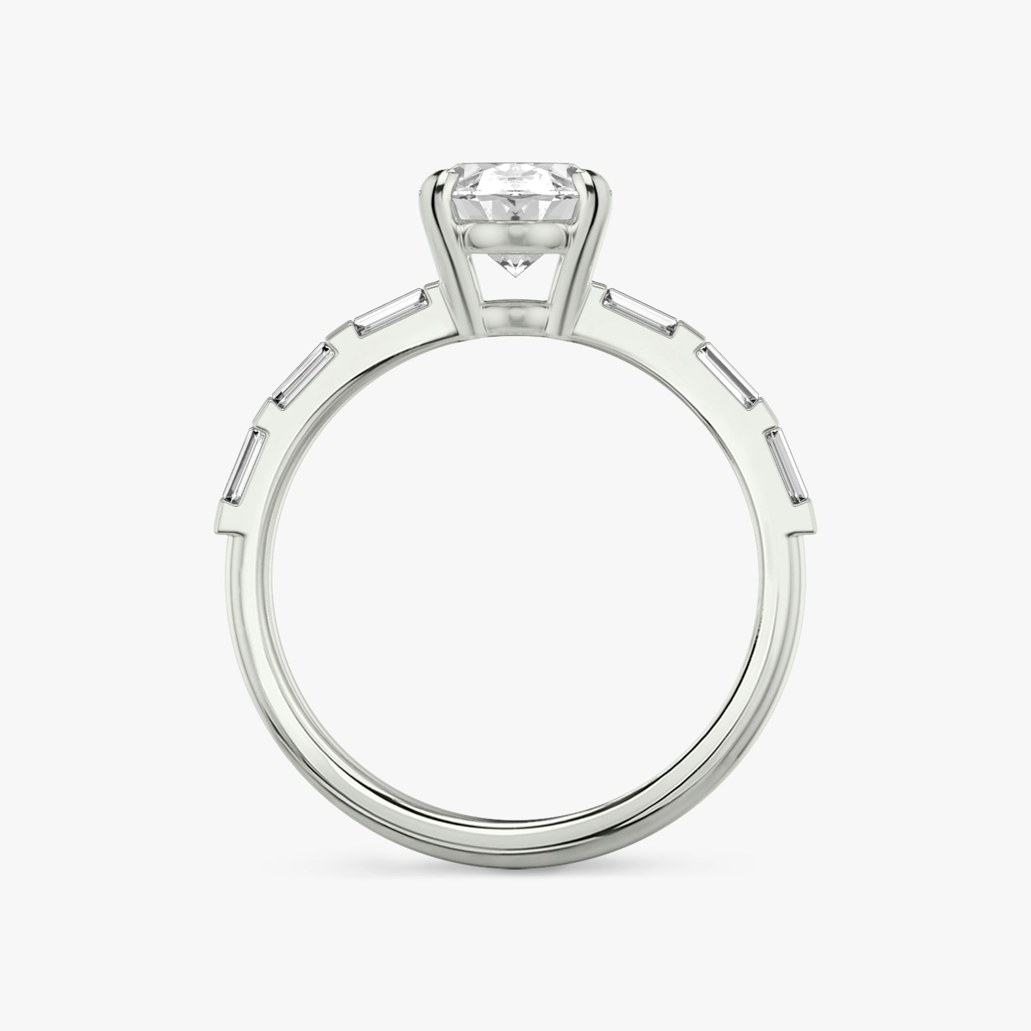 The Double Band | Oval | Platinum | bandAccent: Pavé | bandStoneShape: Baguette | diamondOrientation: vertical | caratWeight: other