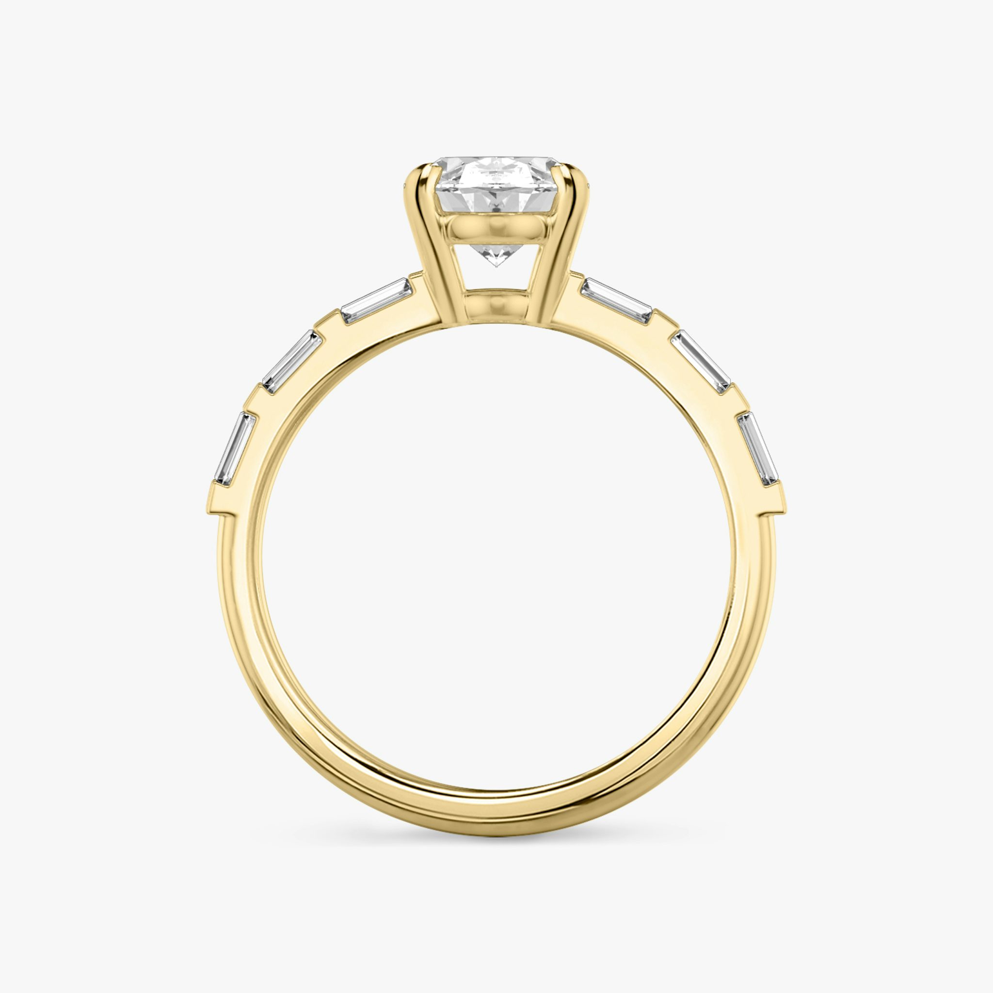 The Double Band | Oval | 18k | Yellow Gold | bandAccent: Pavé | bandStoneShape: Baguette | diamondOrientation: vertical | caratWeight: other