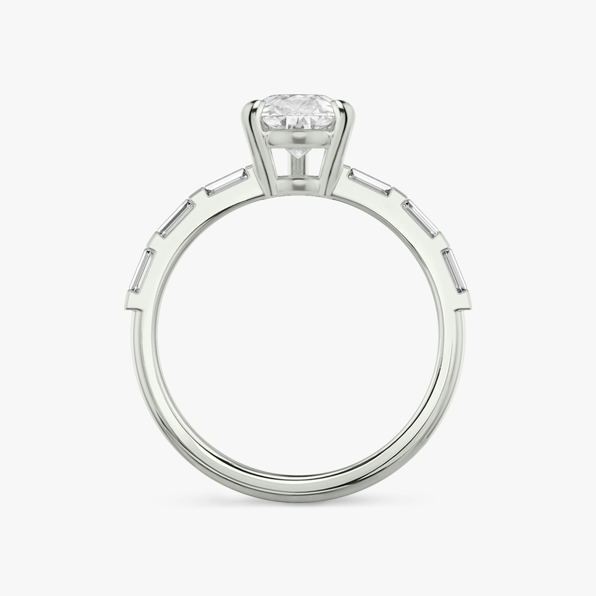The Double Band | Pear | 18k | White Gold | bandAccent: Pavé | bandStoneShape: Baguette | diamondOrientation: vertical | caratWeight: other