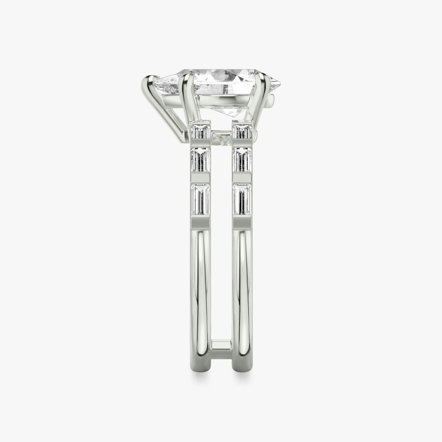 The Double Band | Pear | Platinum | bandAccent: Pavé | bandStoneShape: Baguette | diamondOrientation: vertical | caratWeight: other