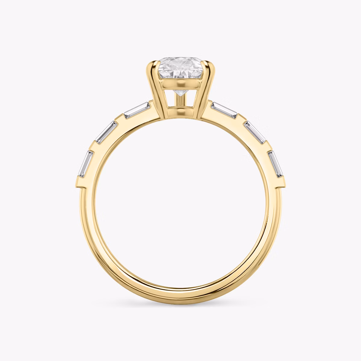 The Double Band | Pear | 18k | Yellow Gold | bandAccent: Pavé | bandStoneShape: Baguette | diamondOrientation: vertical | caratWeight: other